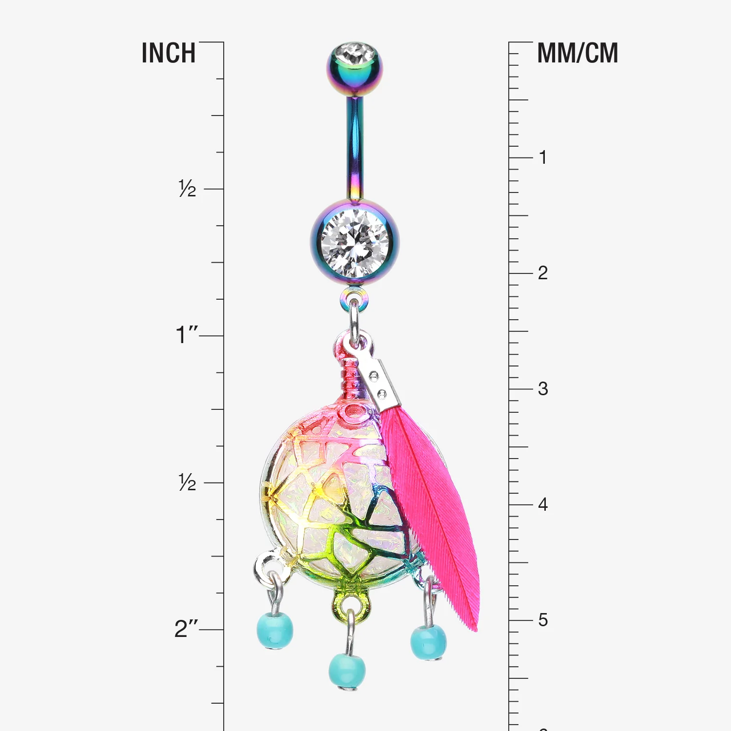 Colorline Opal Sparkle Dreamcatcher Belly Button Ring - Image 2