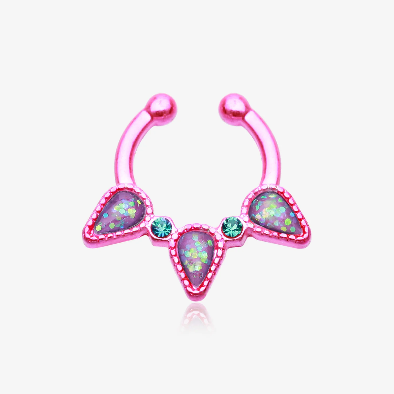 Colorline Opal Sparkle Trident Fake Septum Clip-On Ring