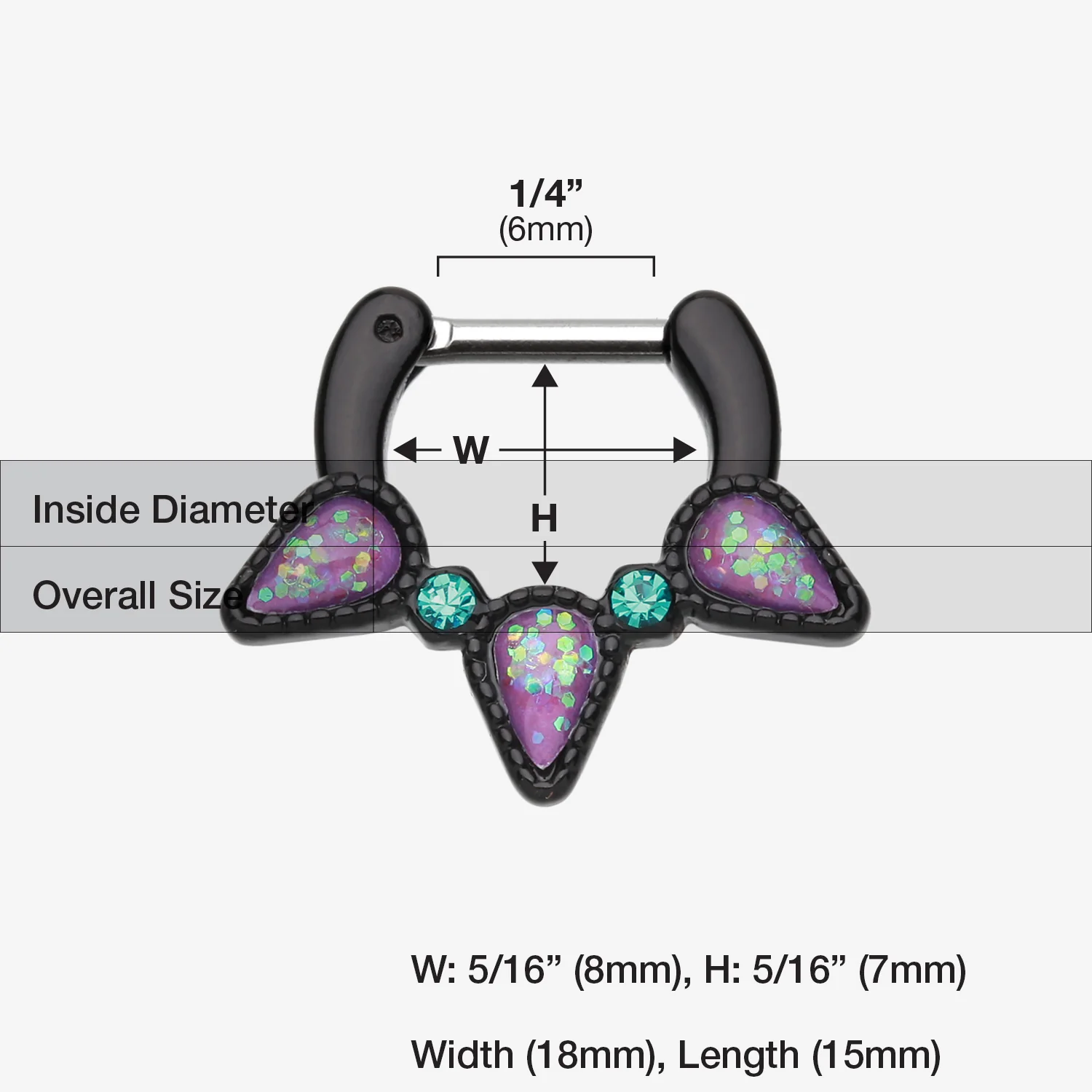 Colorline Opal Sparkle Trident Septum Clicker - Image 2