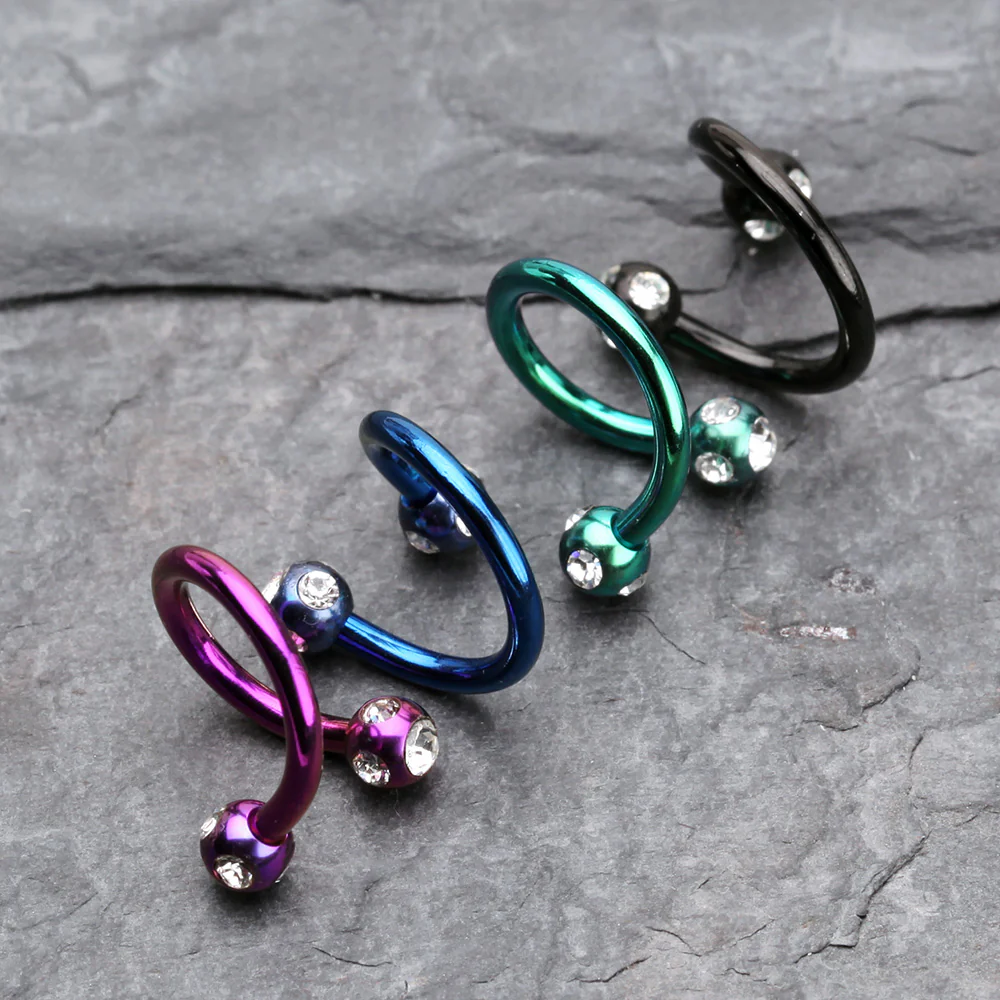 Colorline PVD Aurora Gem Ball Twist Spiral Ring - Image 3
