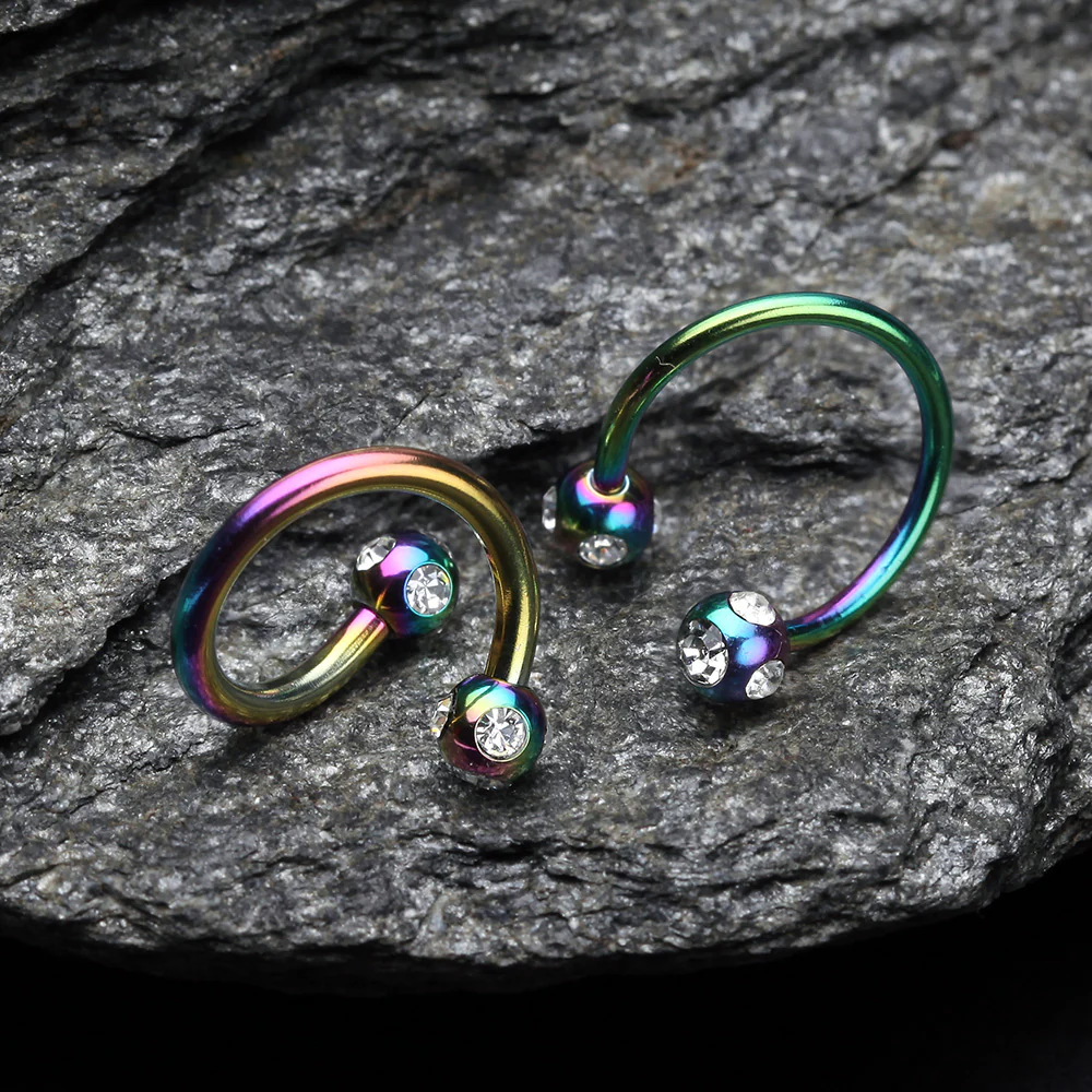 Colorline PVD Aurora Gem Ball Twist Spiral Ring - Image 3
