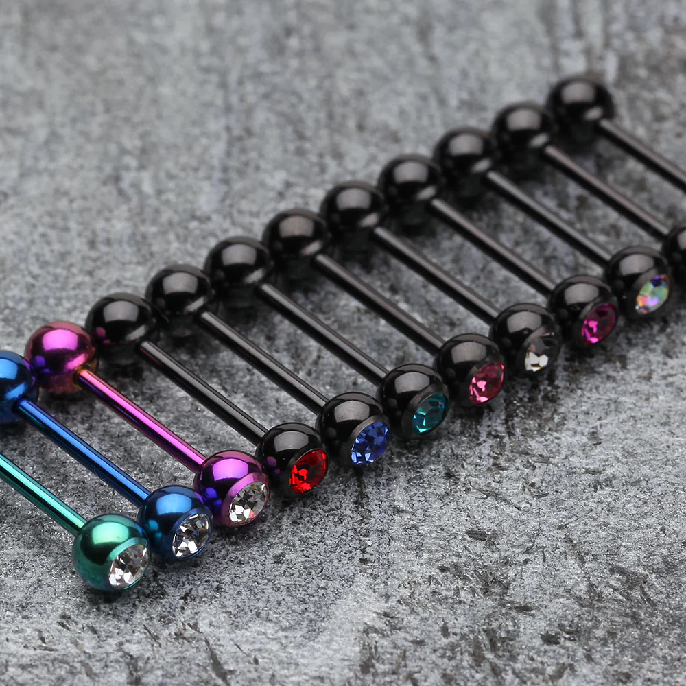 Colorline PVD Basic Gem Ball Barbell Tongue Ring - Image 3