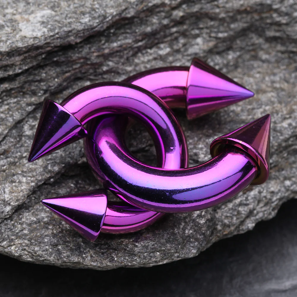 Colorline PVD Basic Spike Top Horseshoe Circular Barbell - Image 3
