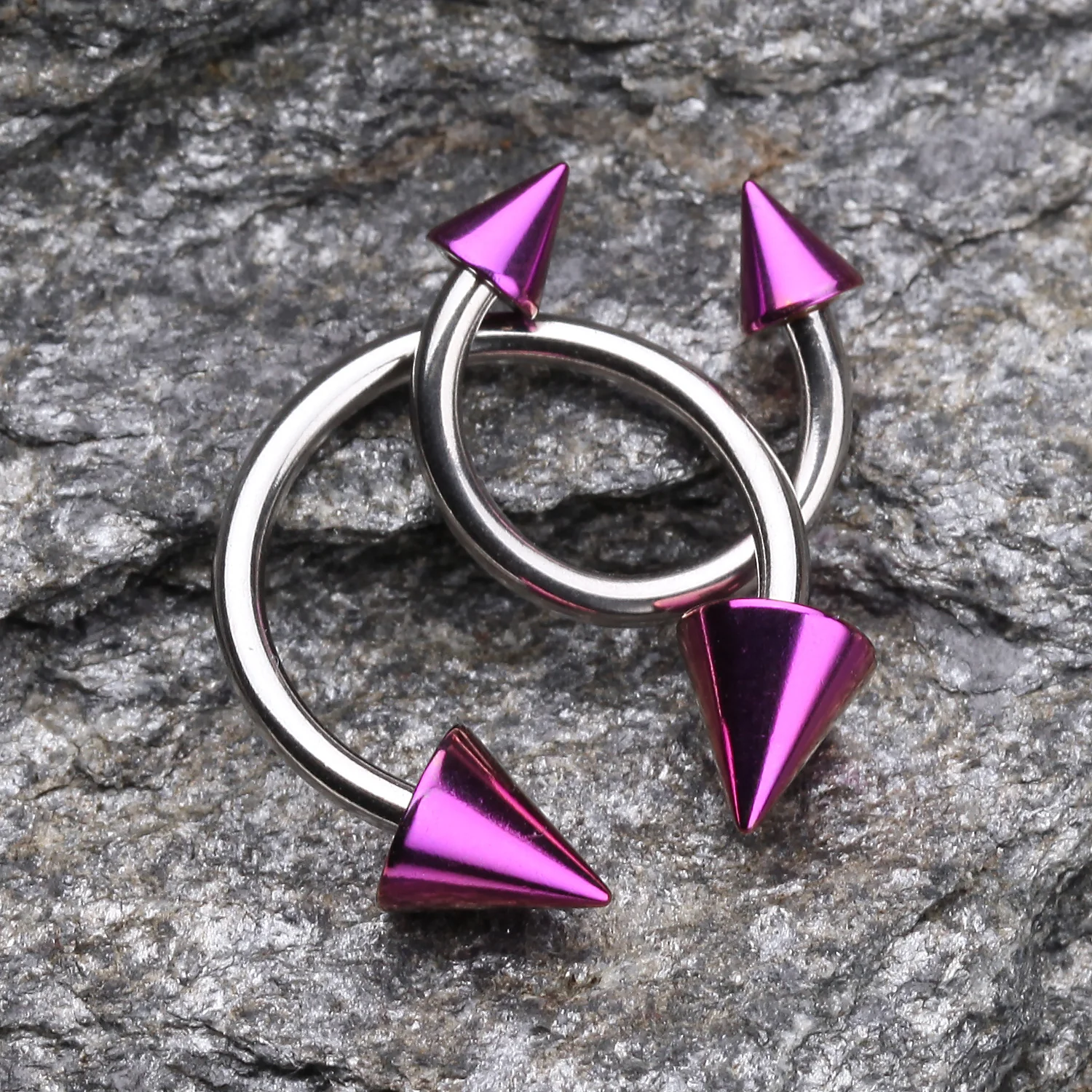 Colorline PVD Spike Ends Steel Horseshoe Circular Barbell - Image 2
