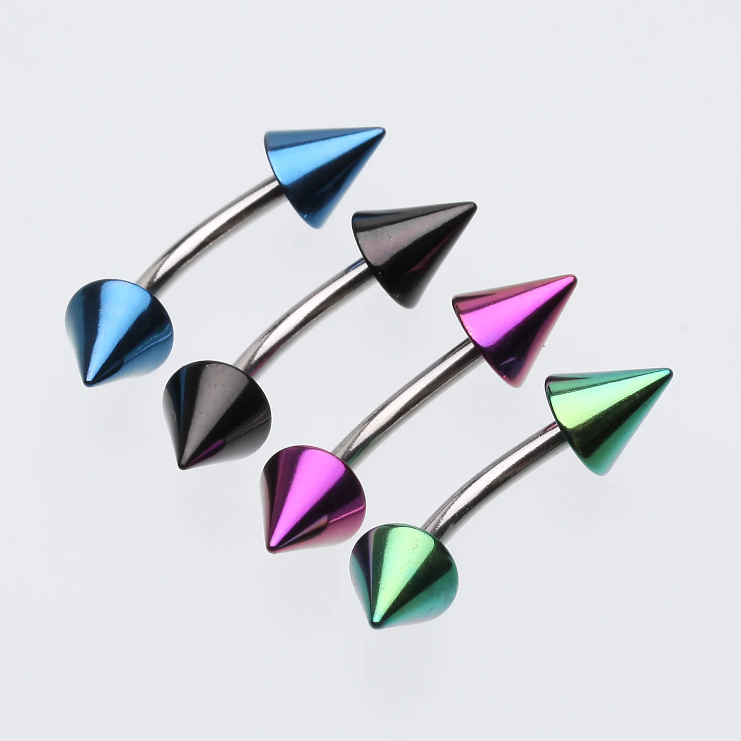 Colorline PVD Spike Top Curved Barbell Ring - Image 2