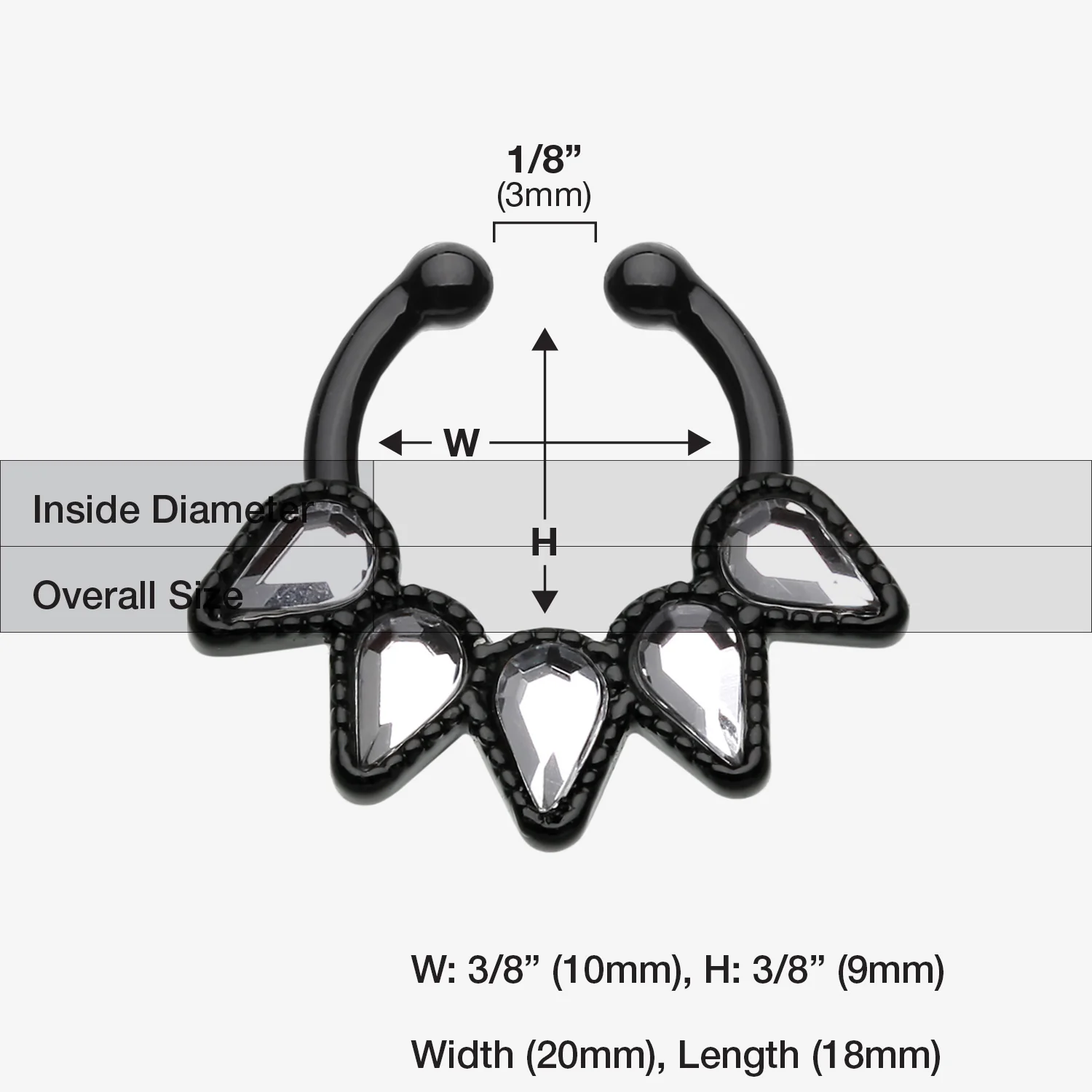 Colorline Quinary Spear Fake Septum Clip-On Ring - Image 2