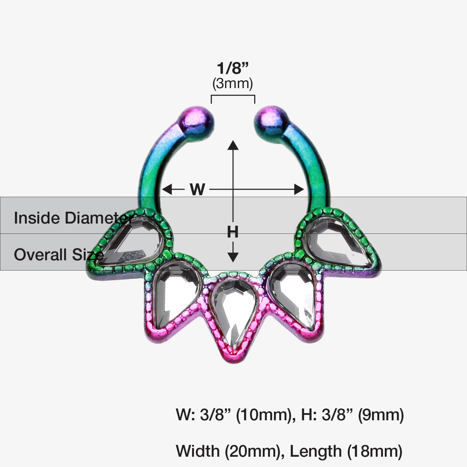 Colorline Quinary Spear Fake Septum Clip-On Ring - Image 2