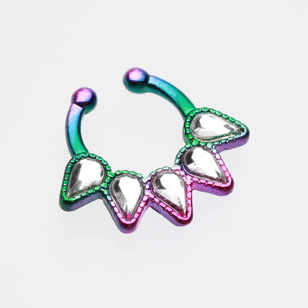 Colorline Quinary Spear Fake Septum Clip-On Ring - Image 3