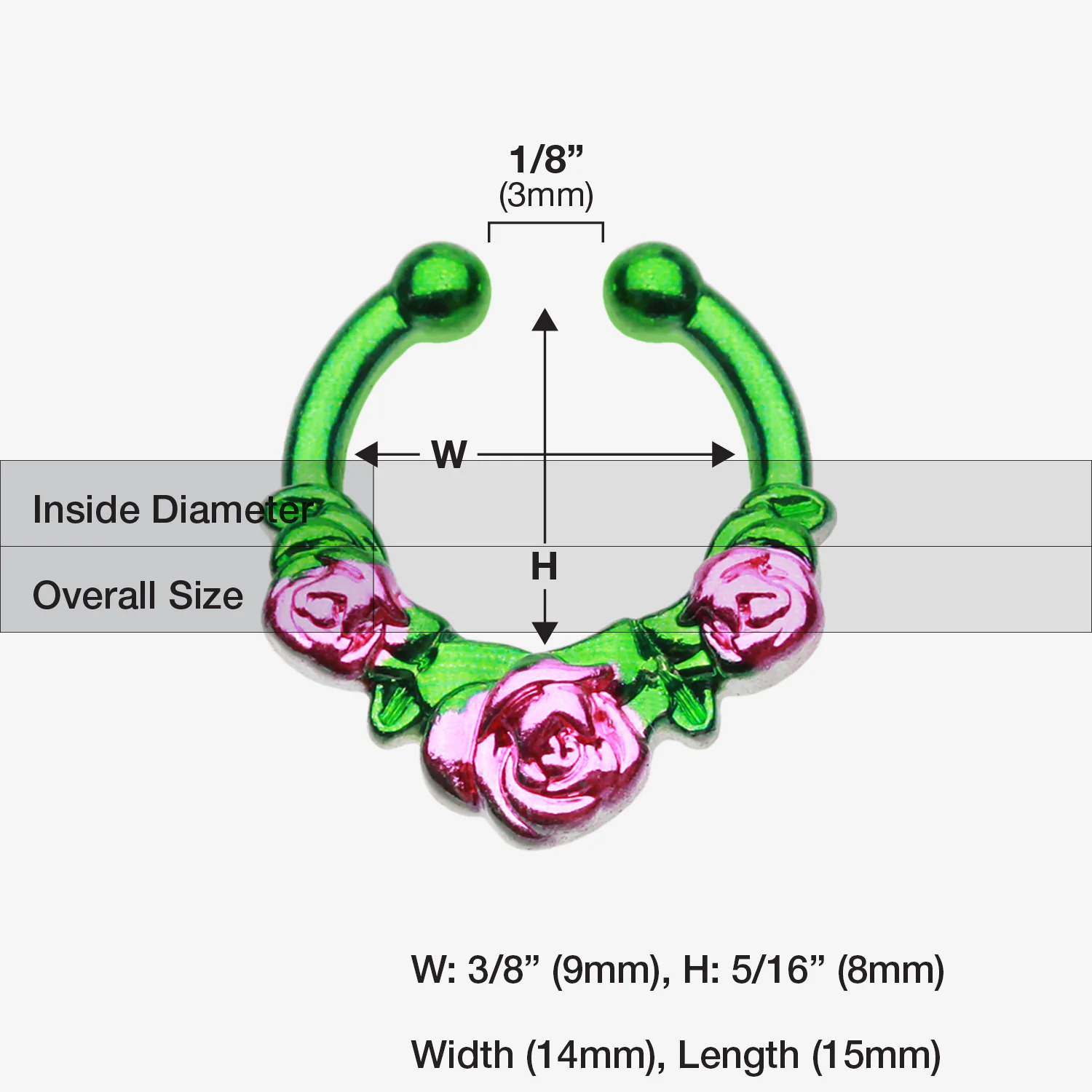 Colorline Rose Garden Icon Fake Septum Clip-On Ring - Image 2