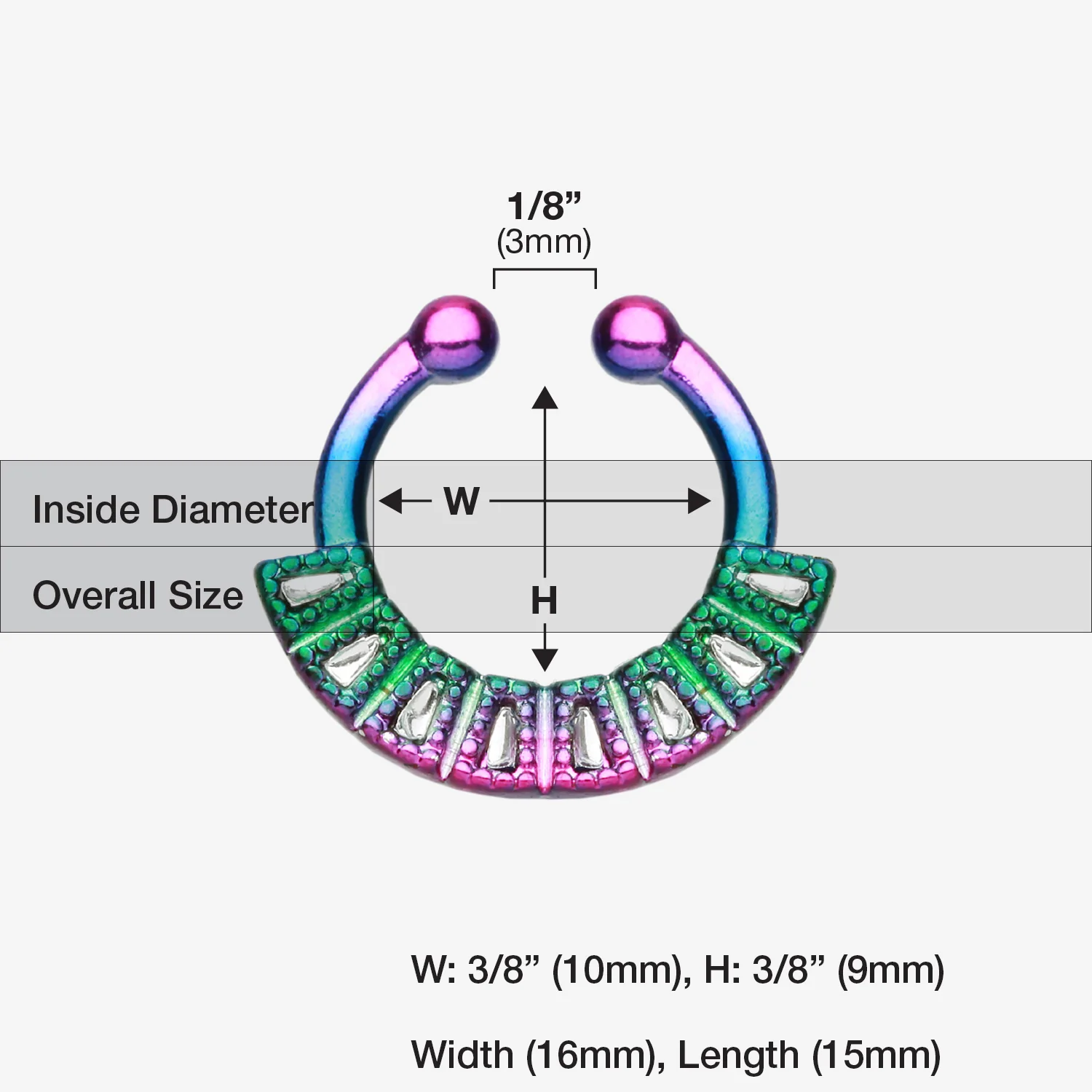 Colorline Sabre Arc Fake Septum Clip-On Ring - Image 2