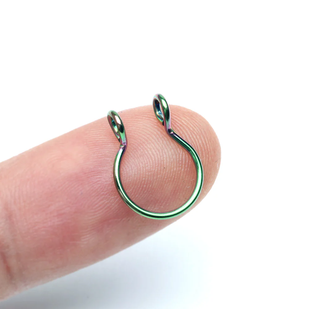 Colorline Simple Loop Steel Non-Piercing Fake Septum Ring - Image 4