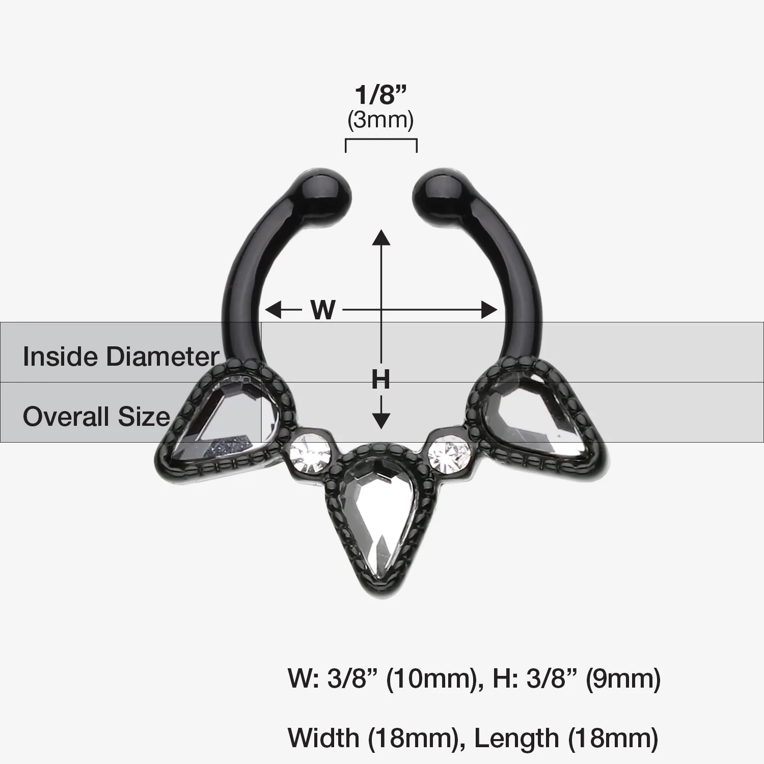 Colorline Sparkle Trident Fake Septum Clip-On Ring - Image 2
