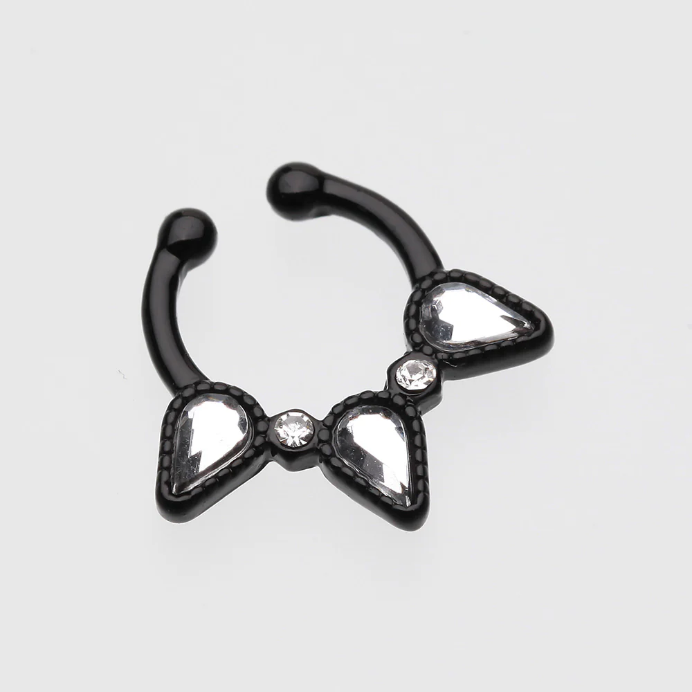 Colorline Sparkle Trident Fake Septum Clip-On Ring - Image 3