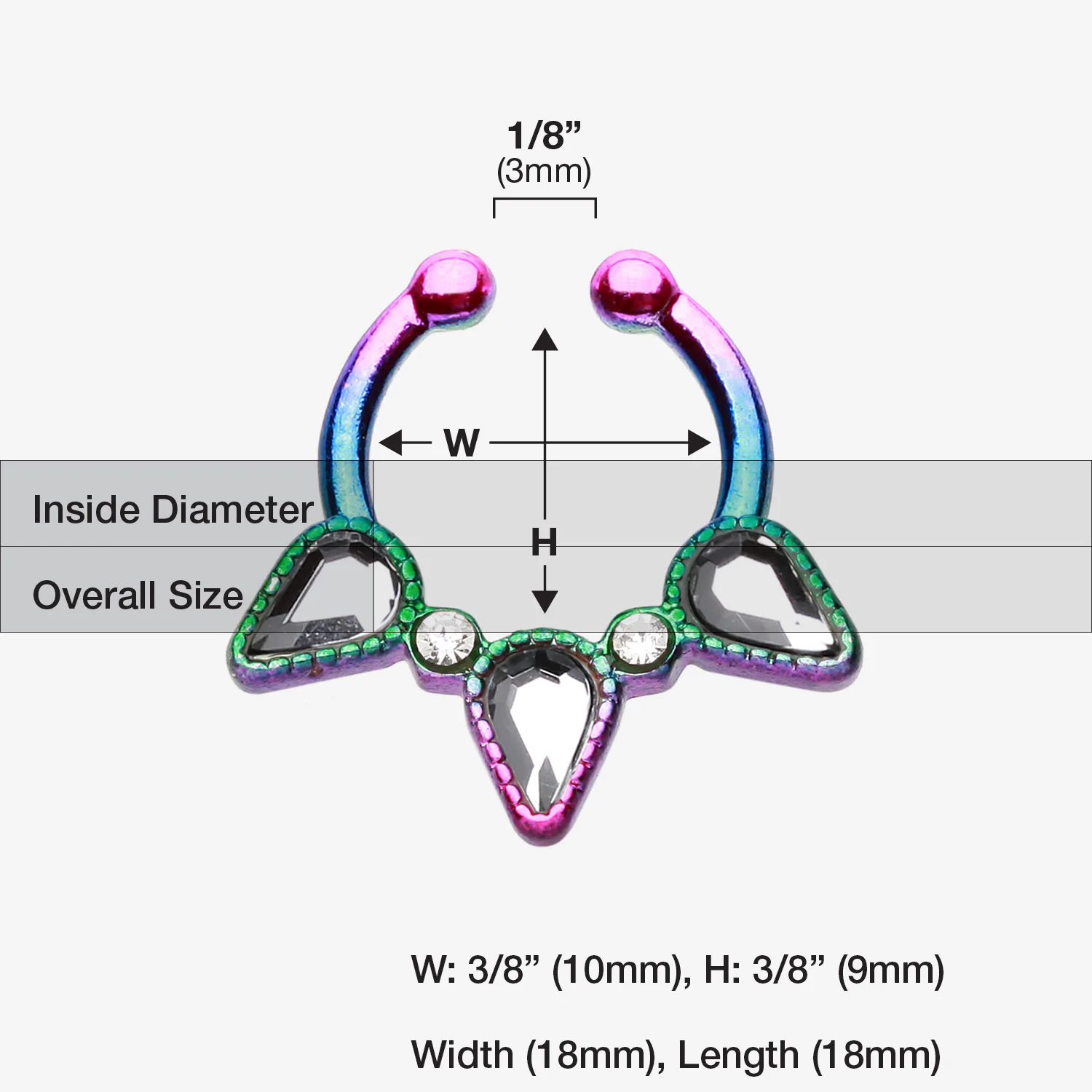 Colorline Sparkle Trident Fake Septum Clip-On Ring - Image 2