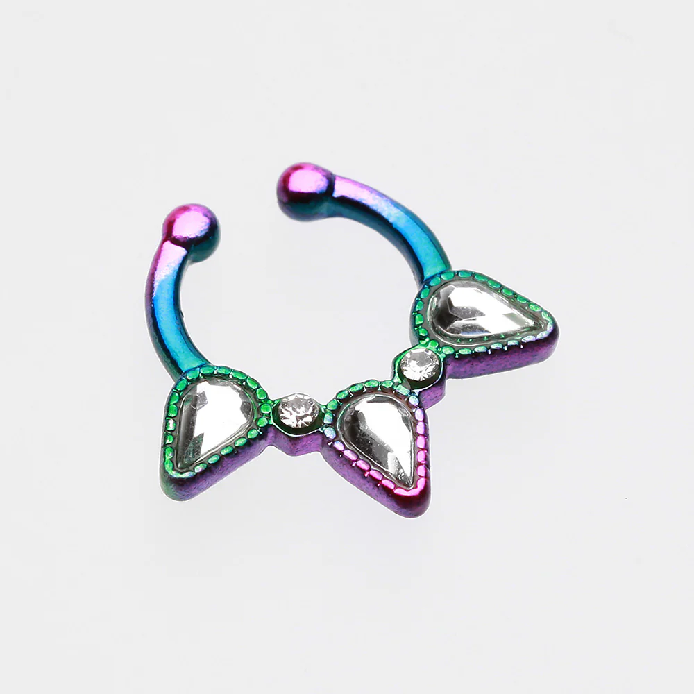 Colorline Sparkle Trident Fake Septum Clip-On Ring - Image 3