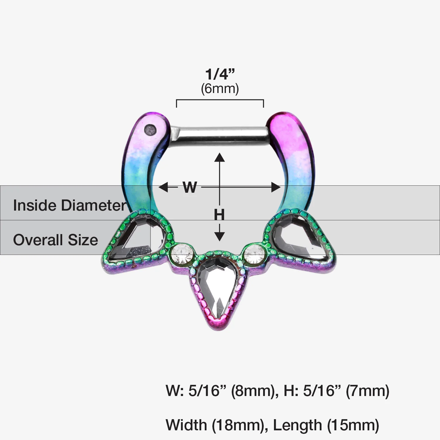 Colorline Sparkle Trident Septum Clicker* - Image 2
