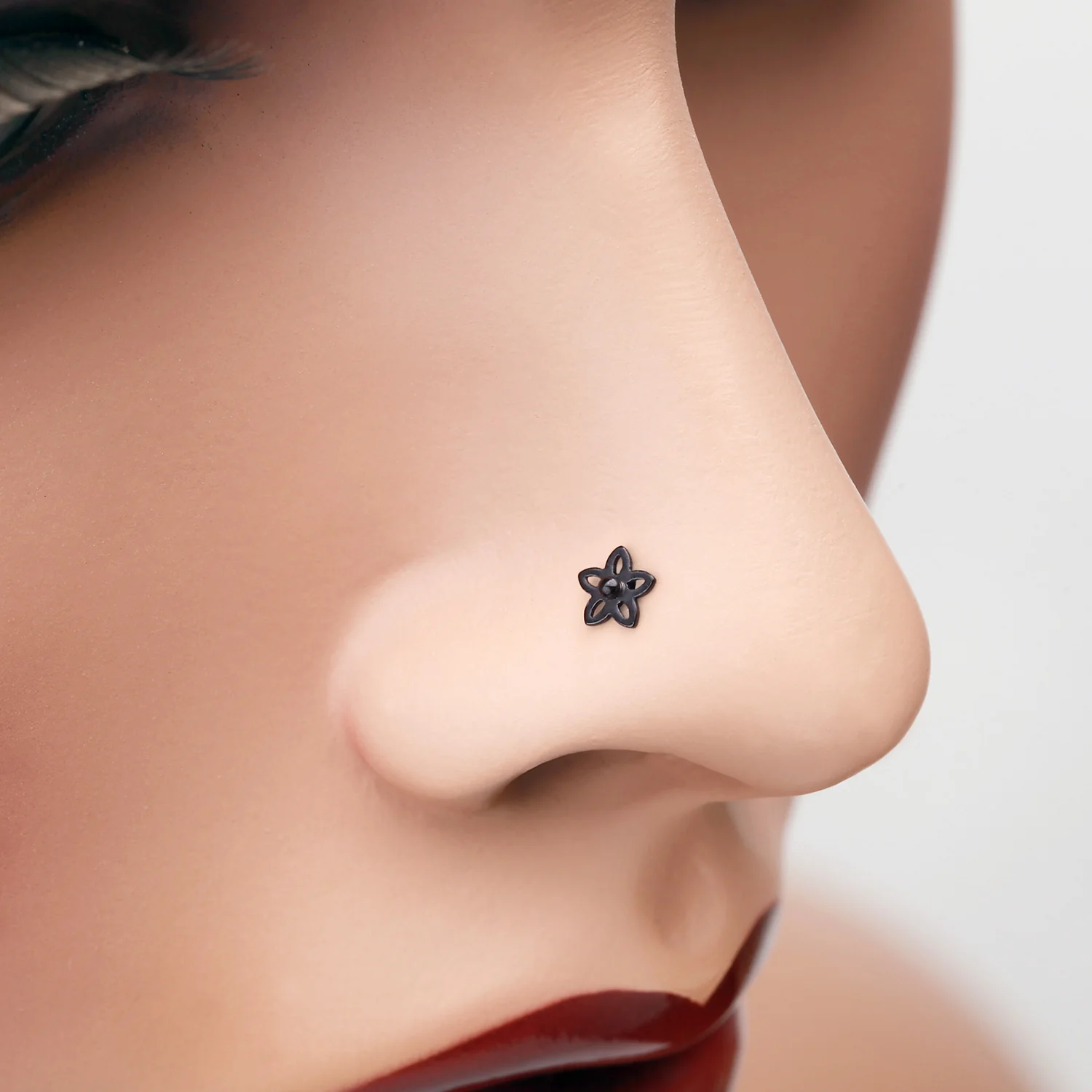 Colorline Sweet Violet Flower L-Shaped Nose Ring - Image 2