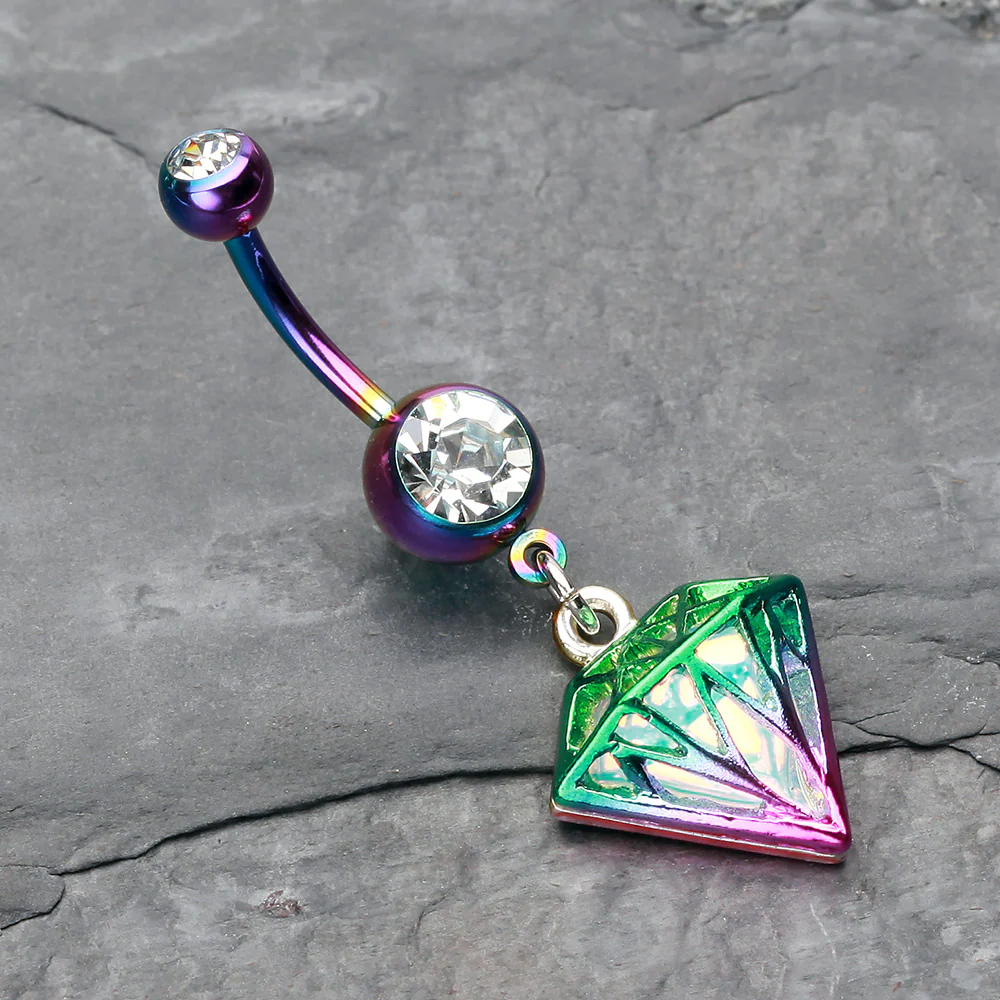 Colorline Urban Iridescent Diamond Belly Button Ring - Image 3