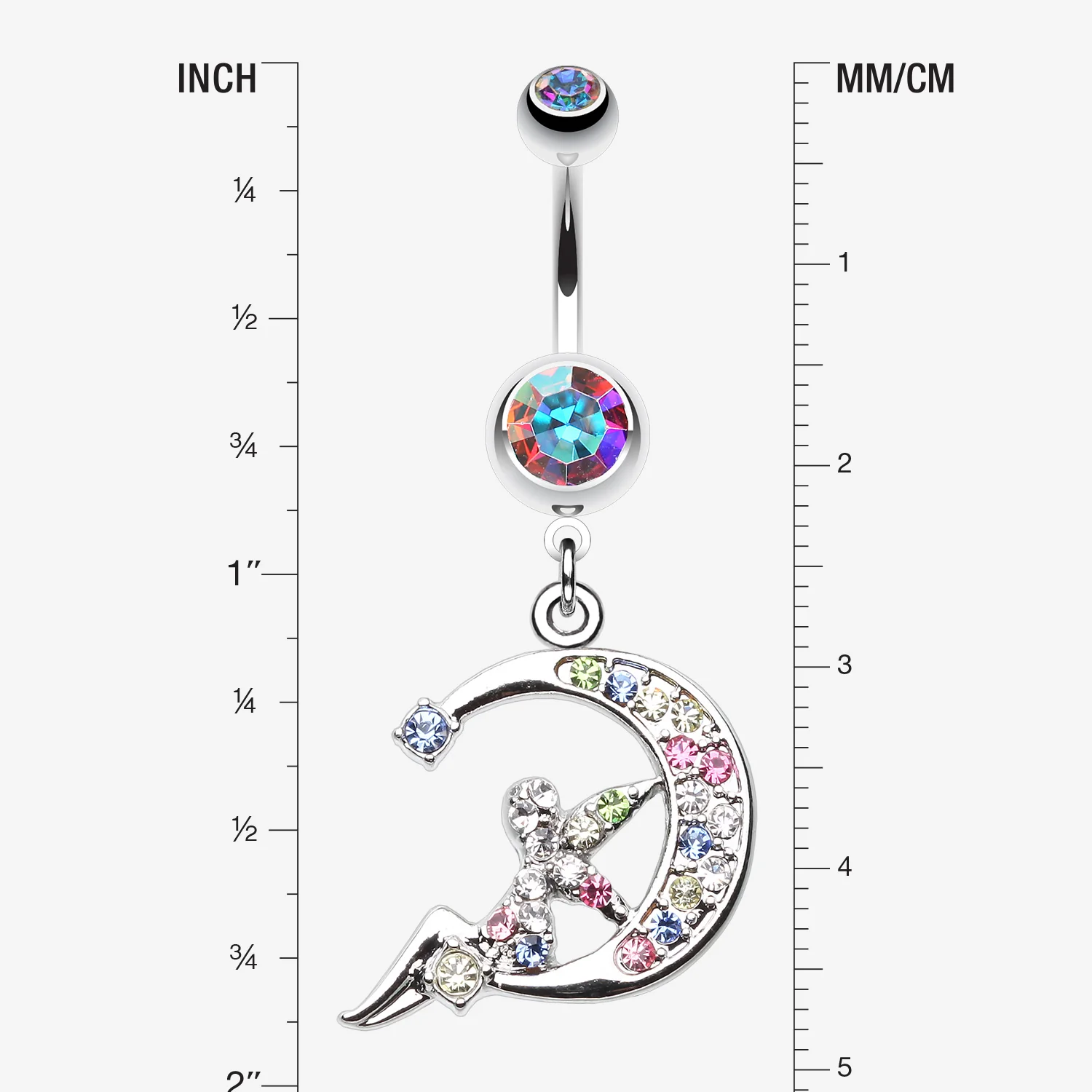 Crescent Moon Fairy Belly Button Ring - Image 2