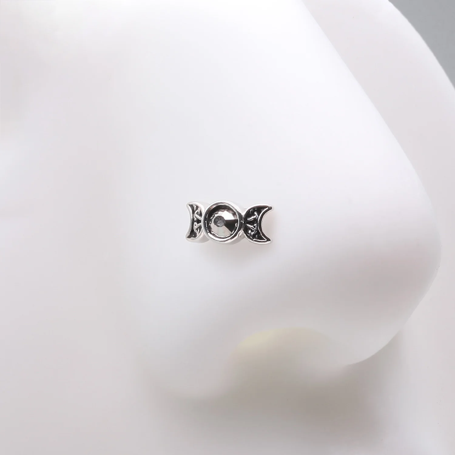 Crescent Moon Goddess Sparkle L-Shaped Nose Ring - Image 2