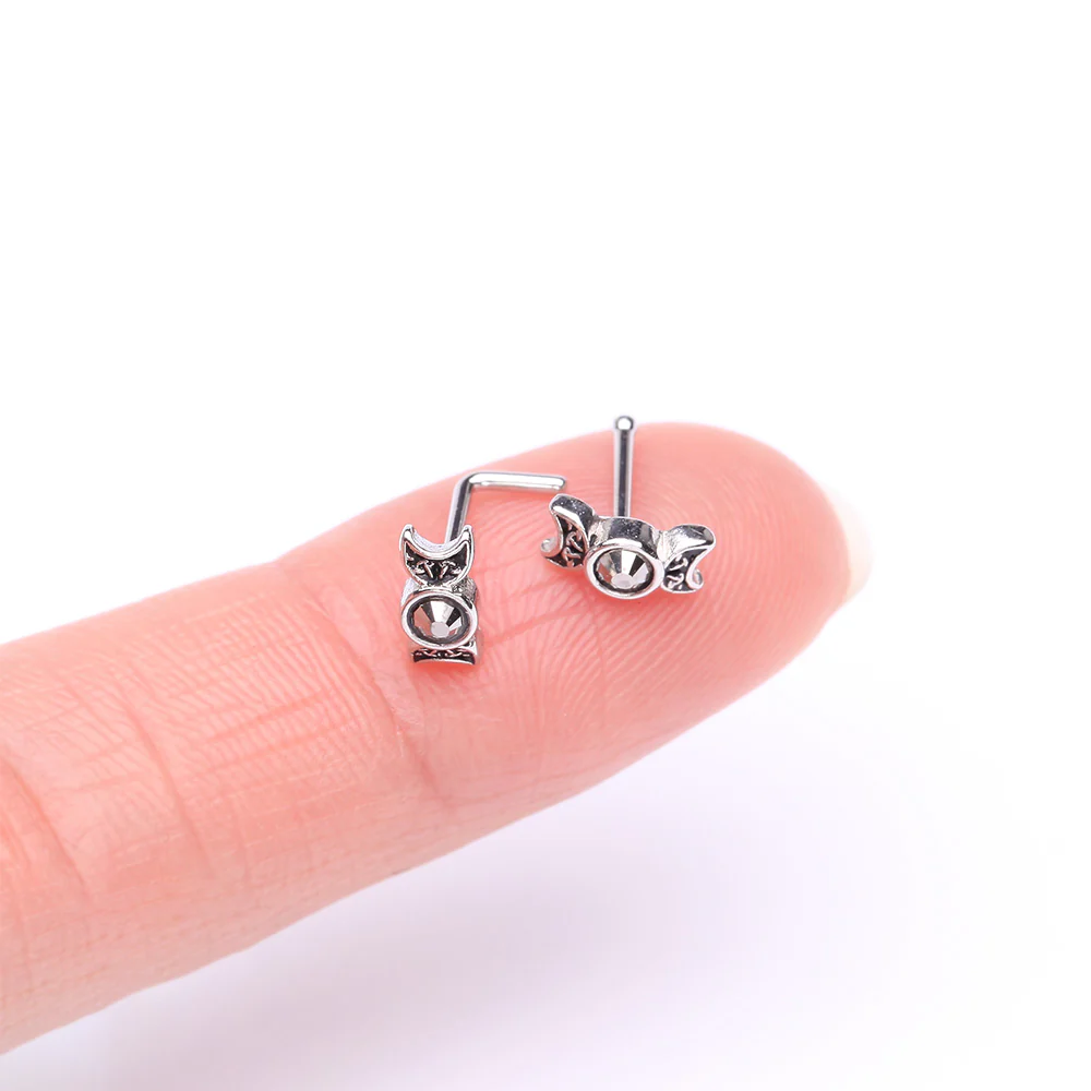 Crescent Moon Goddess Sparkle L-Shaped Nose Ring - Image 3