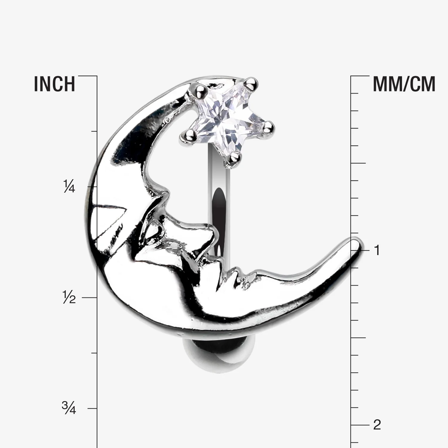 Crescent Moon Shine Reverse Belly Button Ring - Image 2