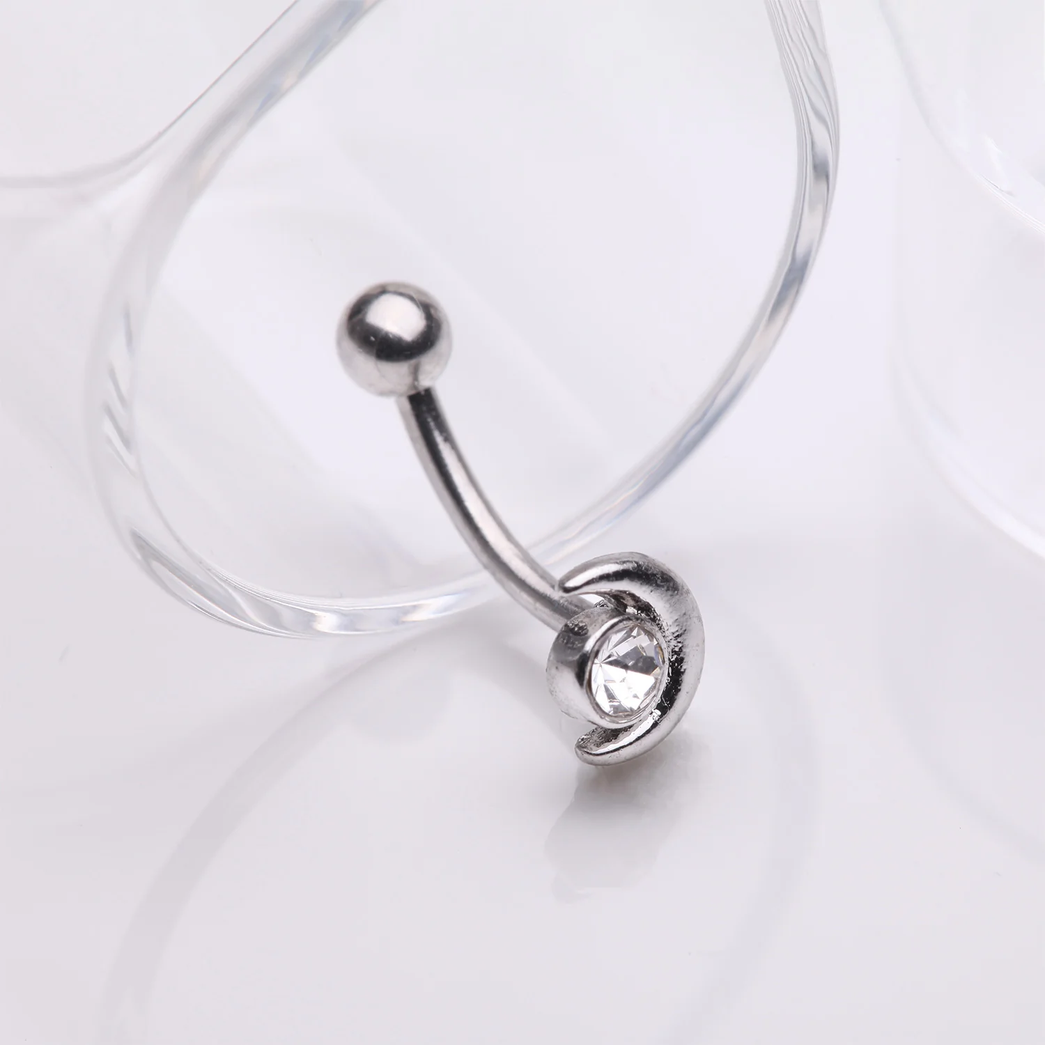 Crescent Moon Sparkle Gem Curved Barbell - Image 2