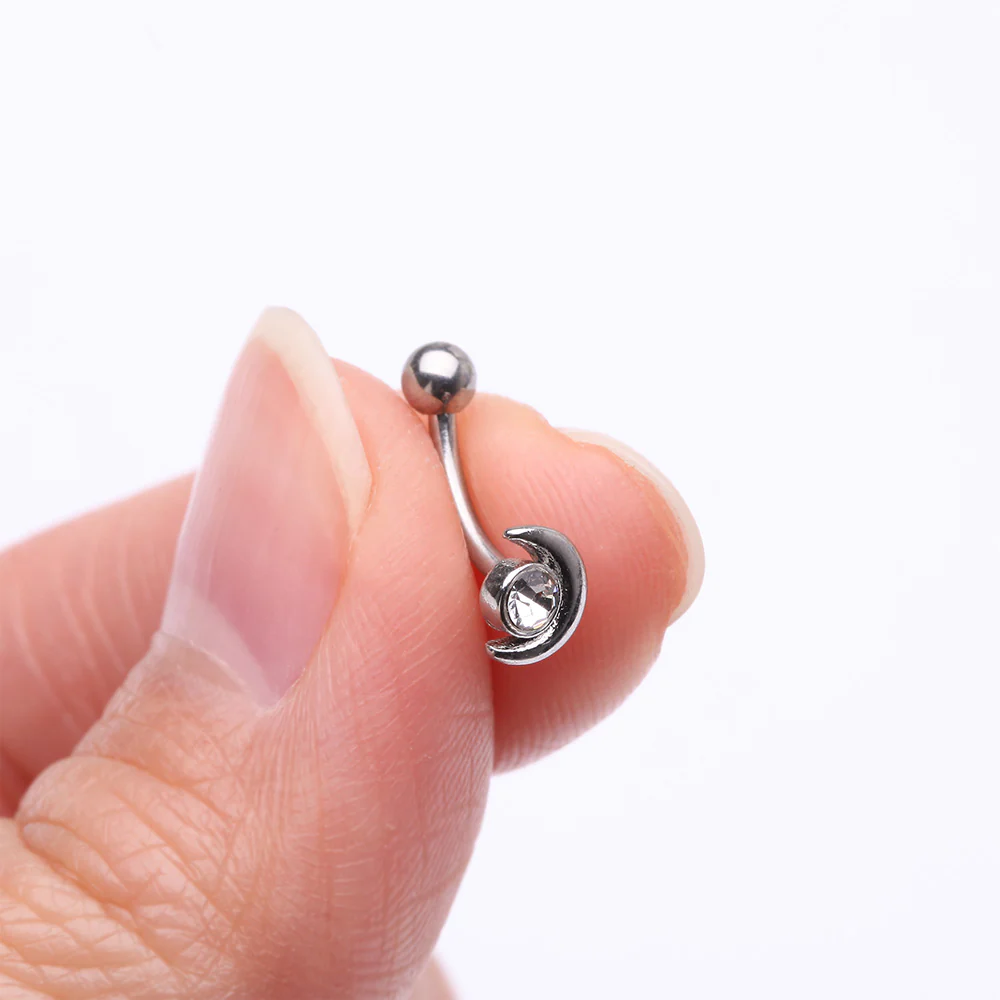 Crescent Moon Sparkle Gem Curved Barbell - Image 3