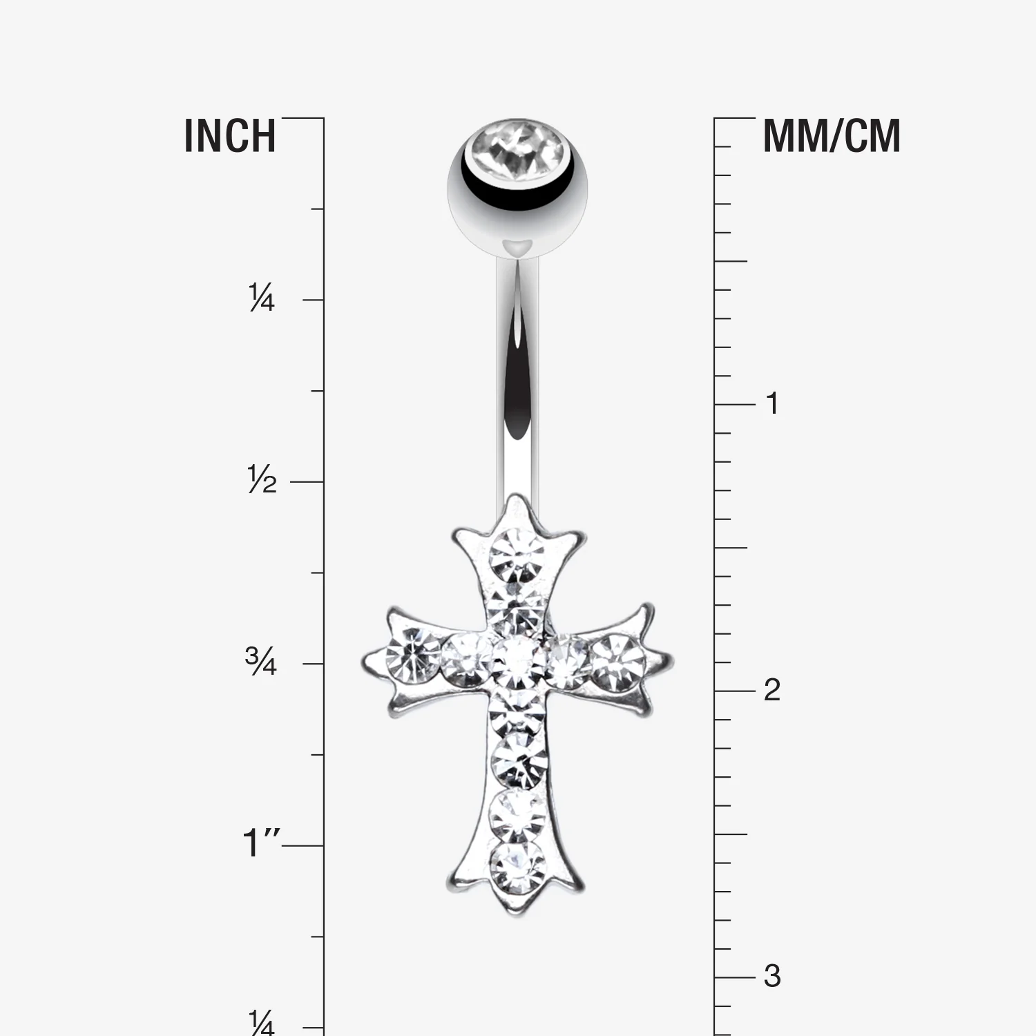 Cross Sparkle Belly Ring - Image 2