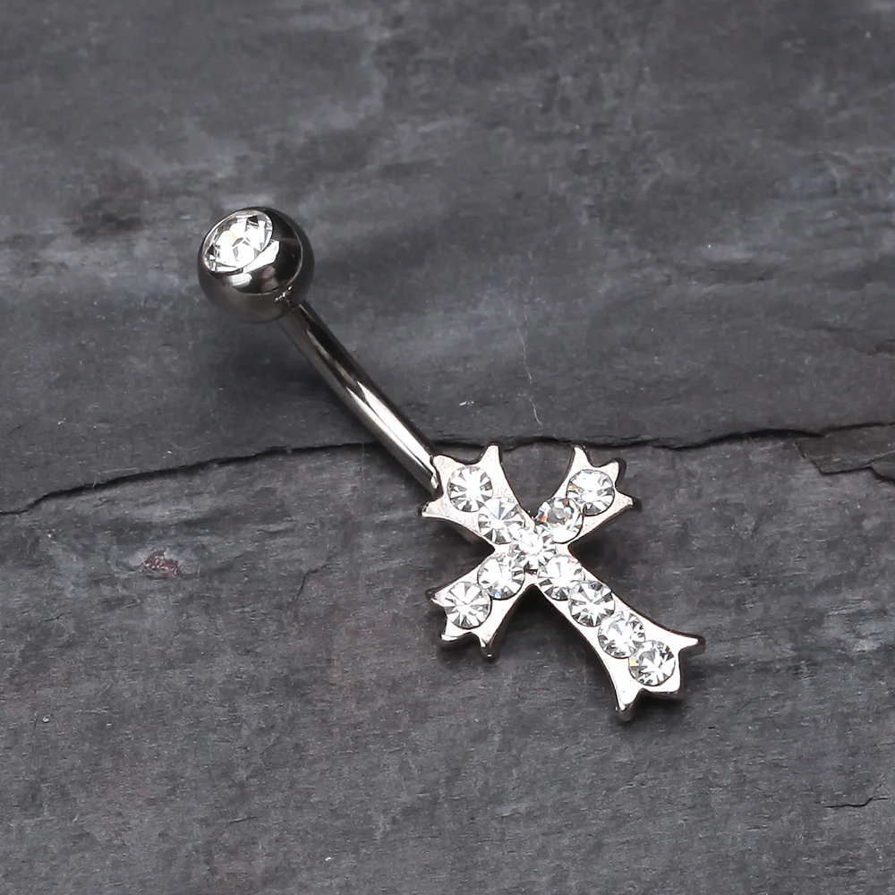 Cross Sparkle Belly Ring - Image 3