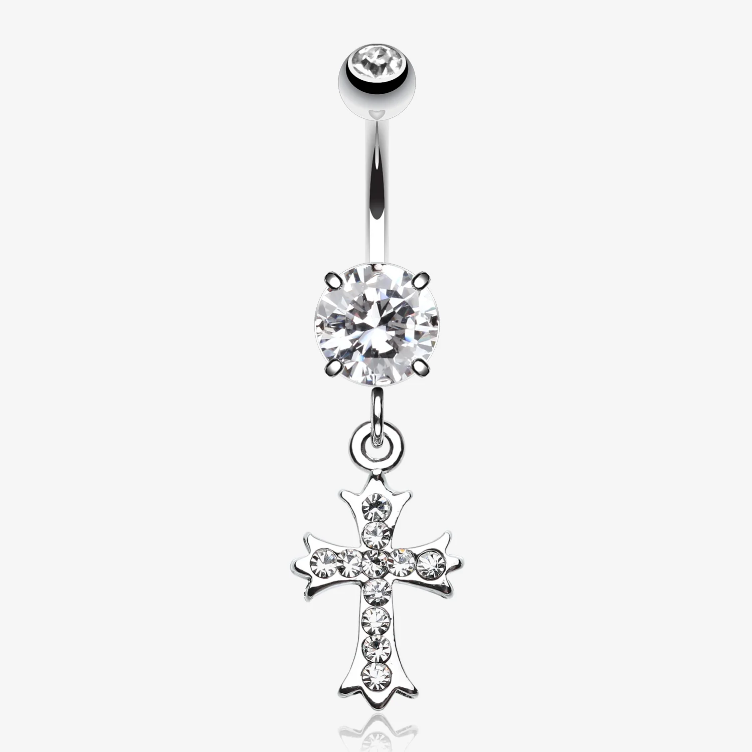 Cross Sparkle Dangle Belly Button Ring