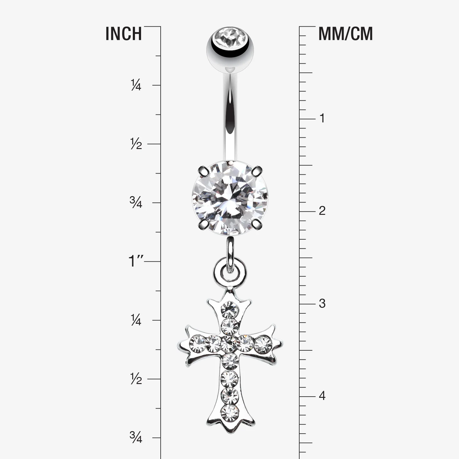 Cross Sparkle Dangle Belly Button Ring - Image 2