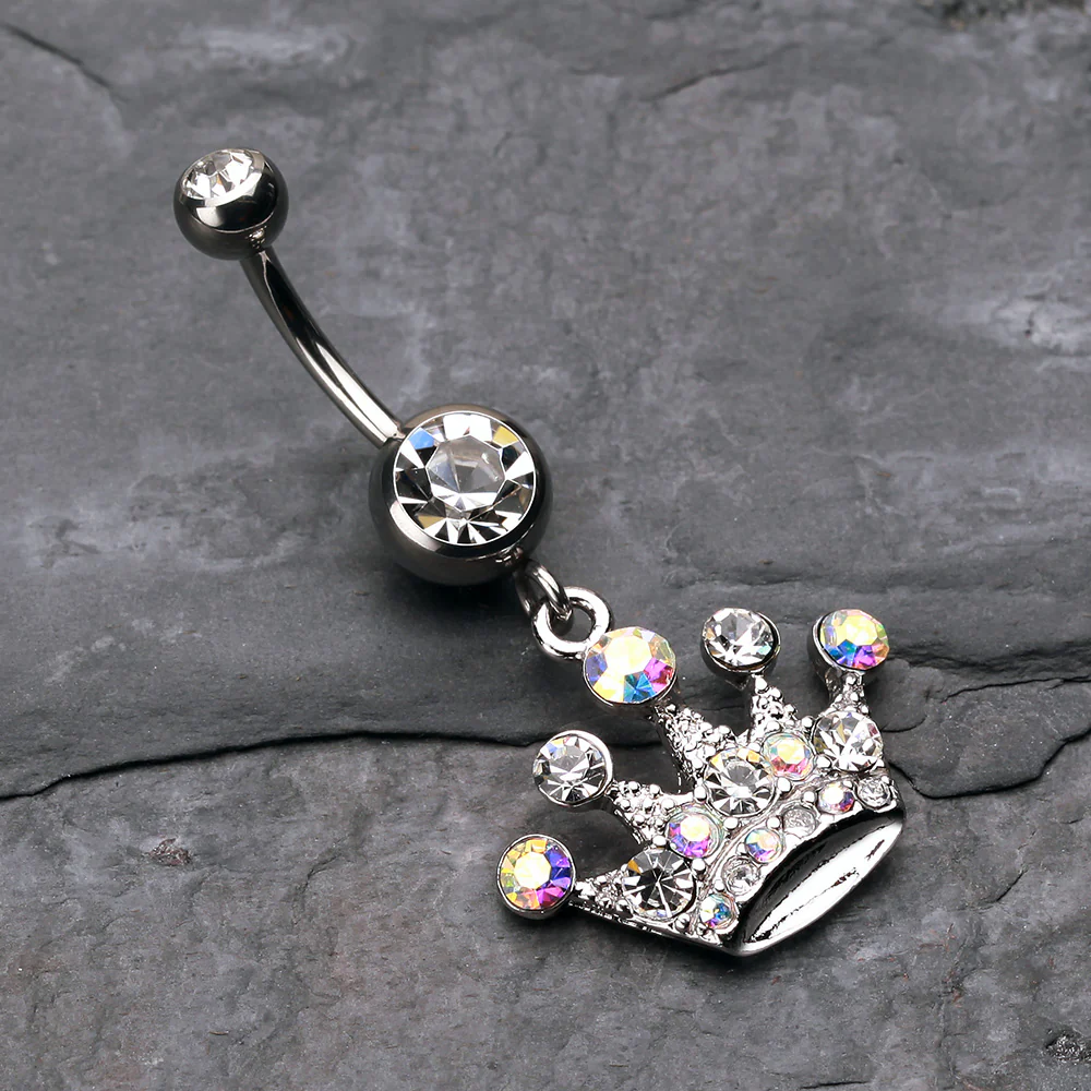Crown Jewel Multi-Gem Belly Button Ring - Image 3