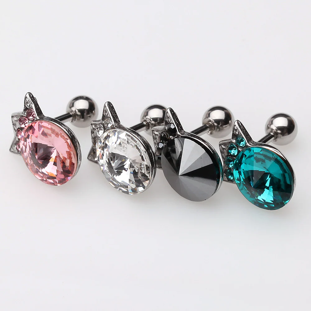 Crown Topped Gem Cartilage Earring* - Image 4