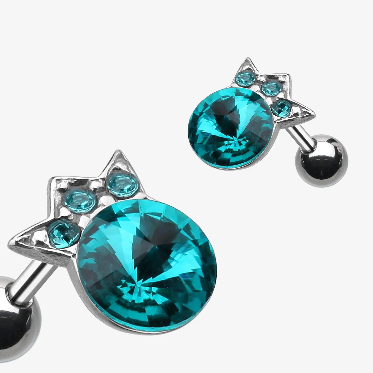 Crown Topped Gem Cartilage Earring* - Image 2
