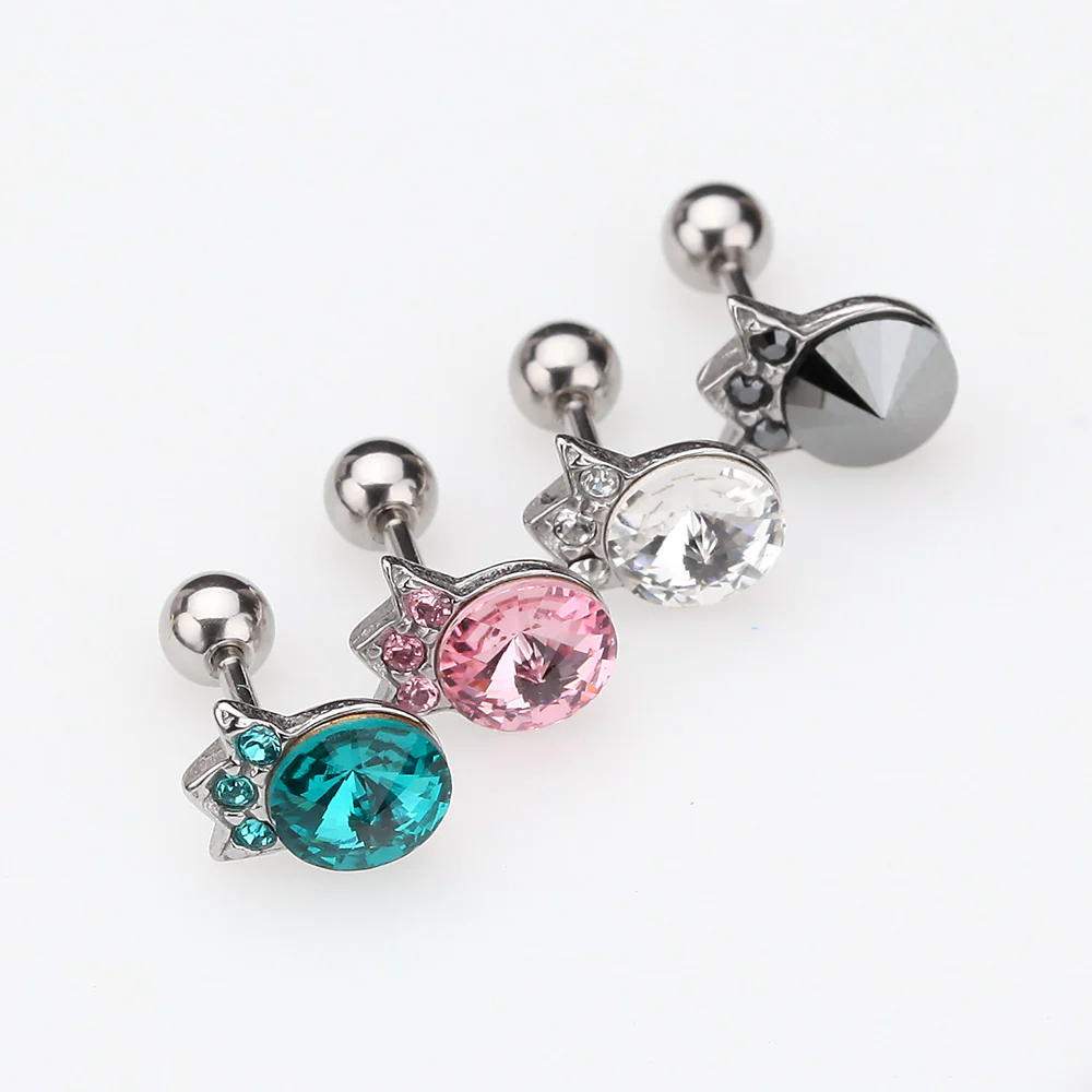 Crown Topped Gem Cartilage Earring* - Image 4