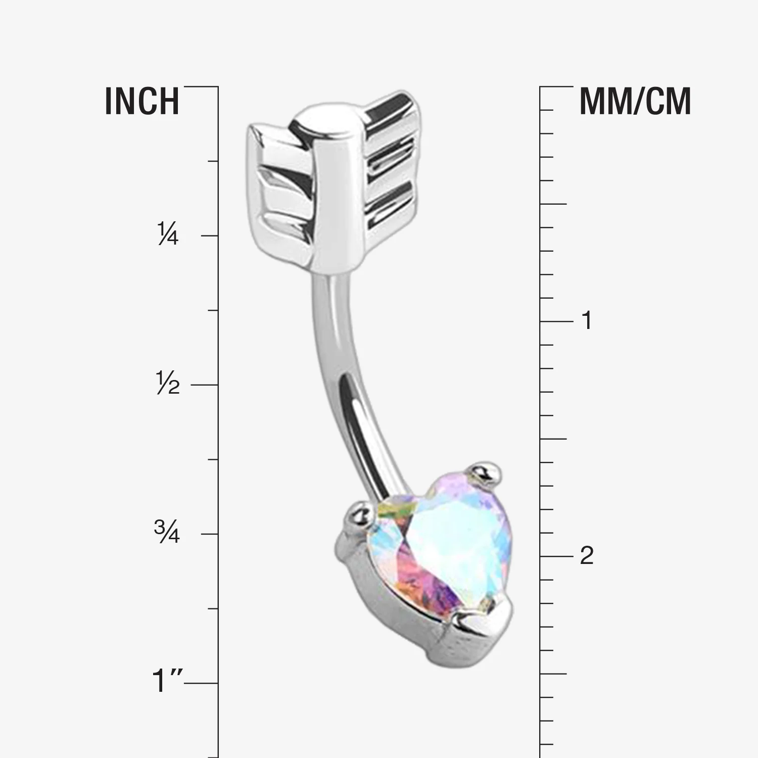 Cupid's Arrow Heart Sparkle Belly Button Ring - Image 2
