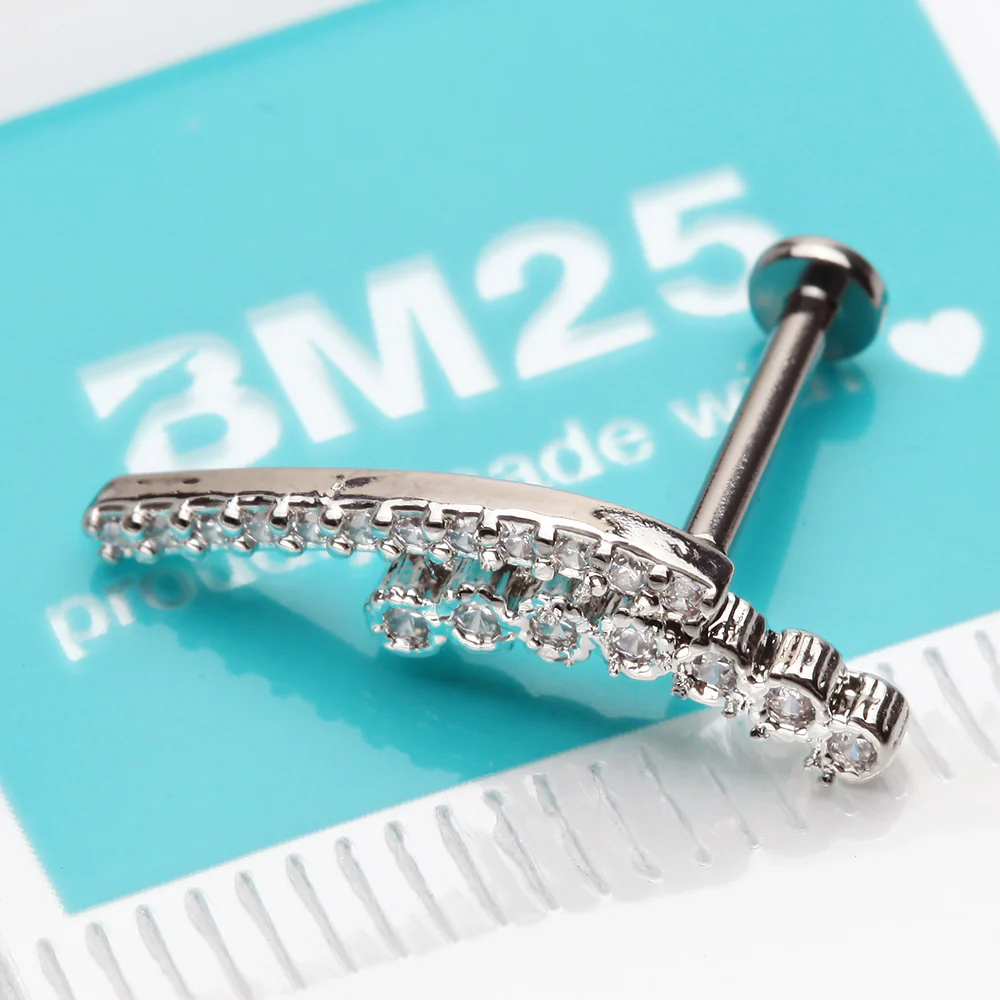 Curvature Sparkle Lined Internally Threaded Labret - Image 3