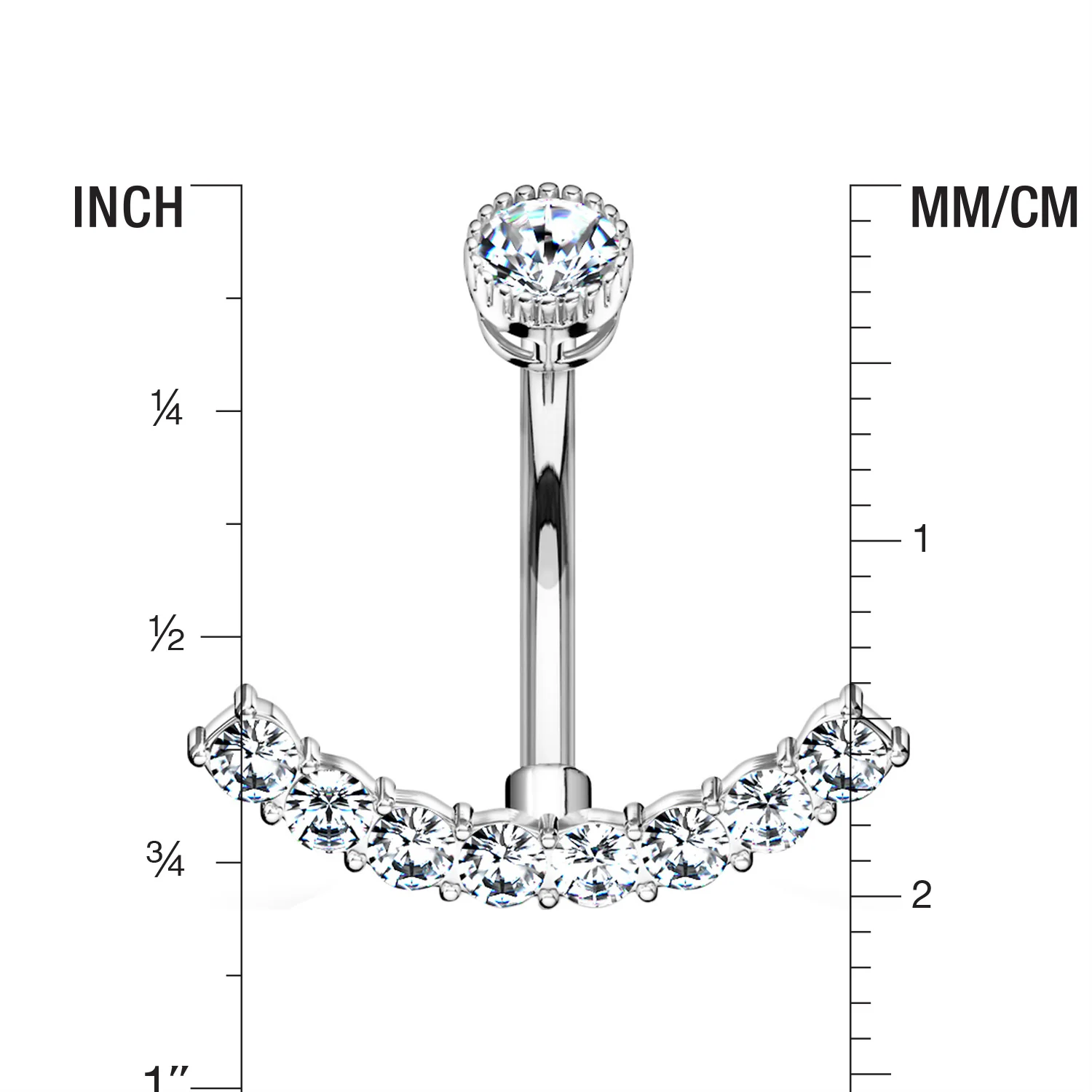 Curve Accent Sparkle Internally Threaded Belly Button Ring - Image 2
