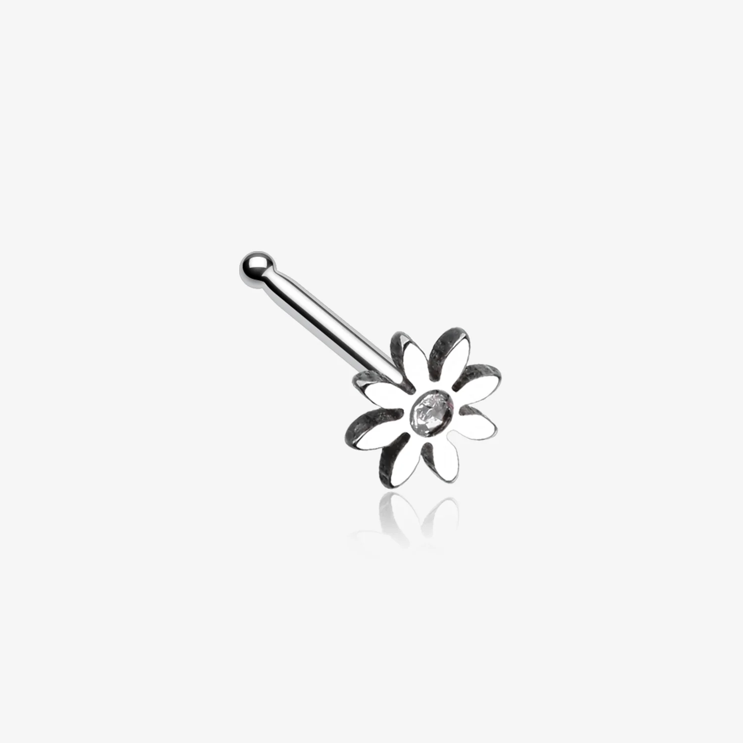 Cutesy Daisy Flower Sparkle Nose Stud Ring