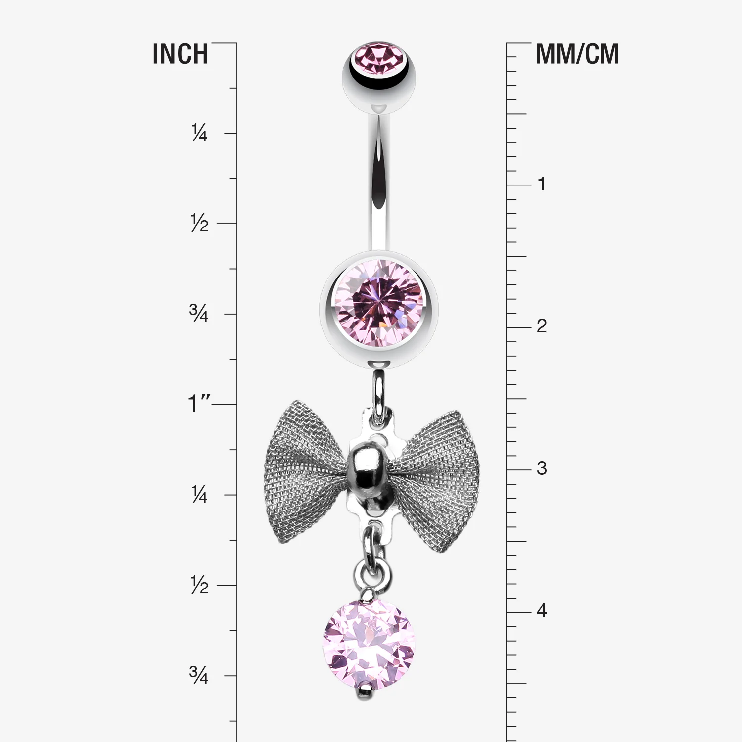 Dainty Bow Gem Sparkle Belly Ring - Image 2