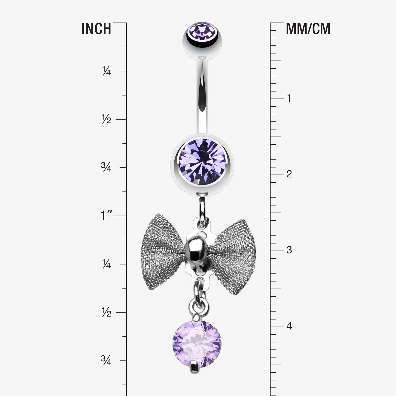 Dainty Bow Gem Sparkle Belly Ring - Image 2
