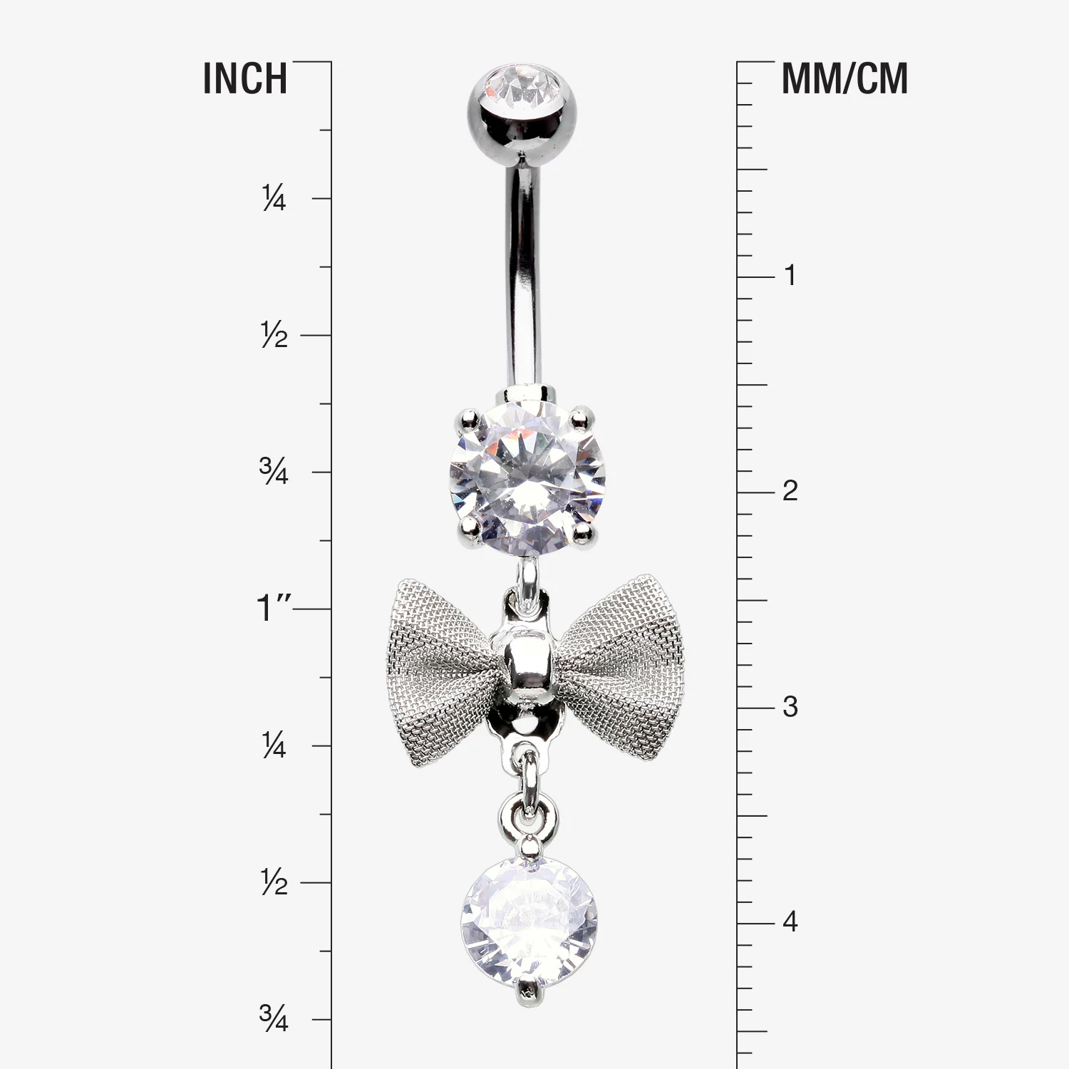 Dainty Bow-Tie Prong Gem Sparkle Belly Button Ring - Image 2