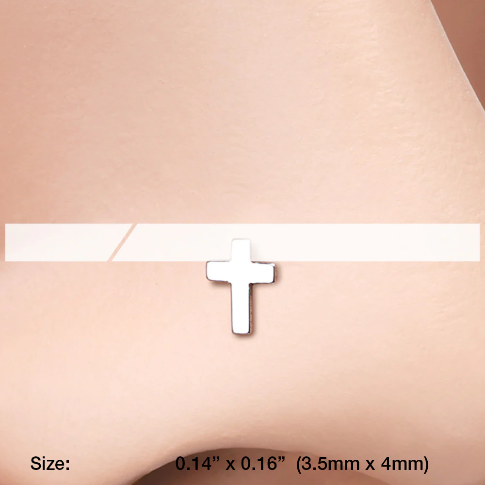 Dainty Cross Icon Nose Stud Ring - Image 3