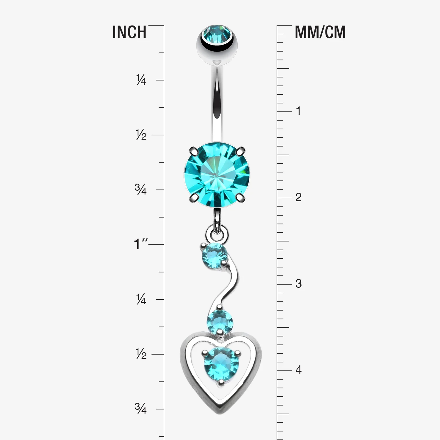 Dainty Dangled Heart Belly Button Ring - Image 2