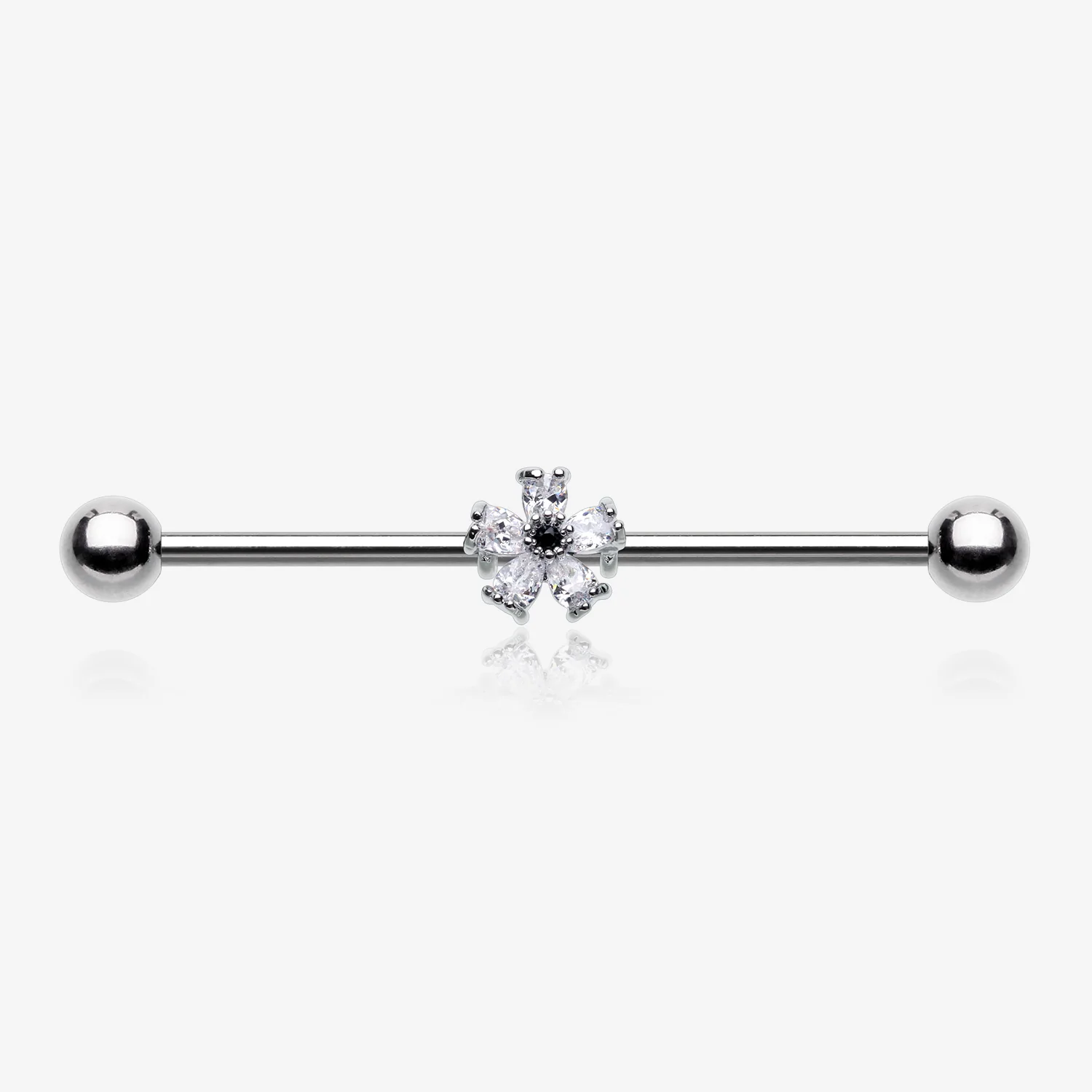 Dainty Flower Sparkle Dazzle Industrial Barbell