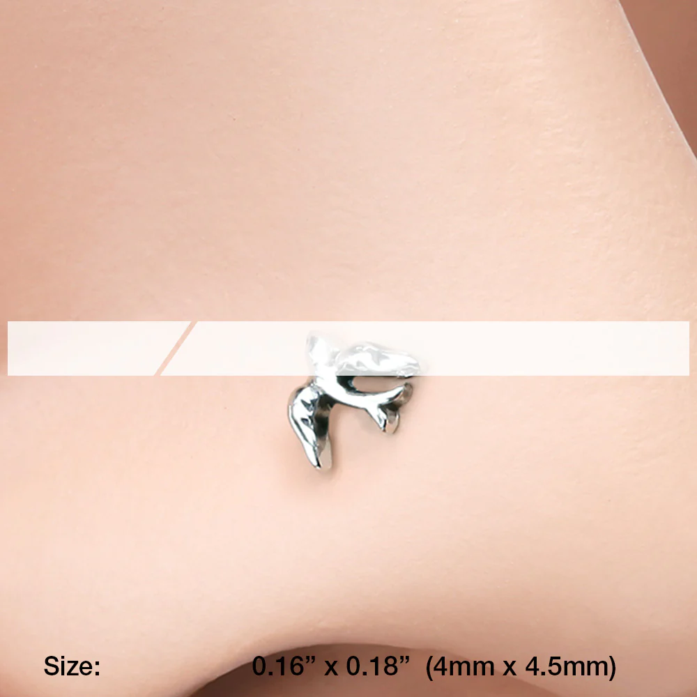 Dainty Swallow Bird Nose Stud Ring - Image 3