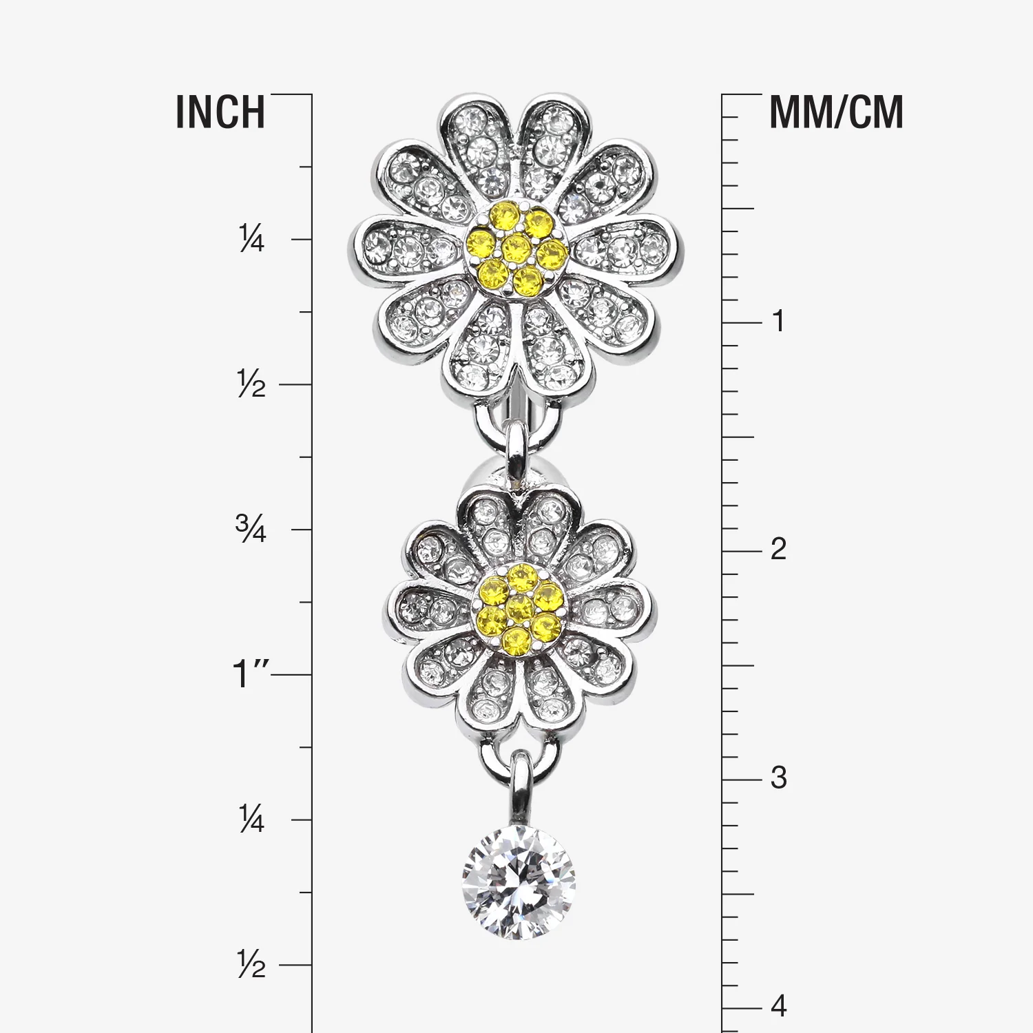Daisy Glam Multi-Gem Reverse Belly Button Ring - Image 2