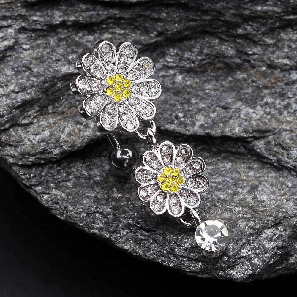 Daisy Glam Multi-Gem Reverse Belly Button Ring - Image 3
