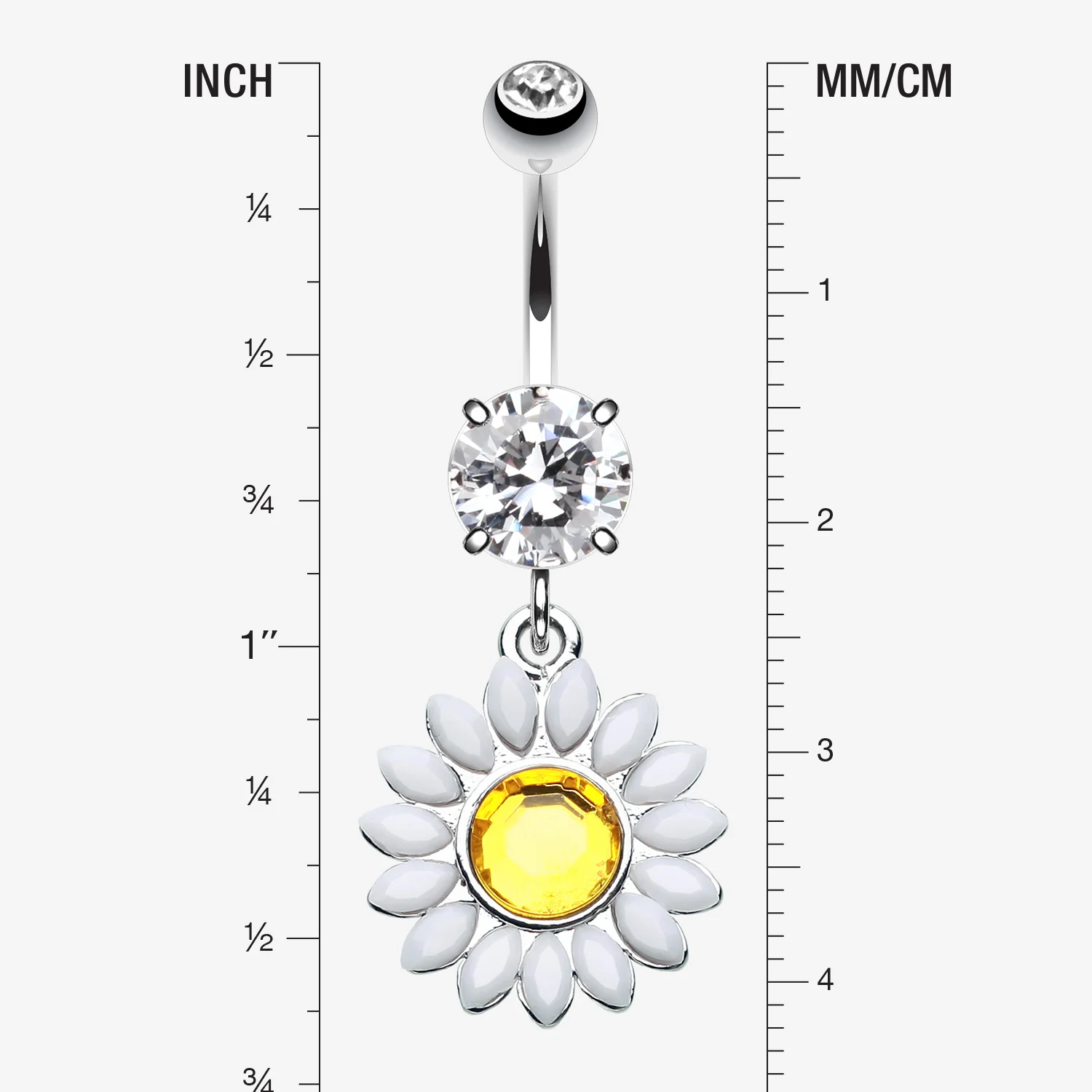 Daisy Marquise Flower Belly Button Ring - Image 2